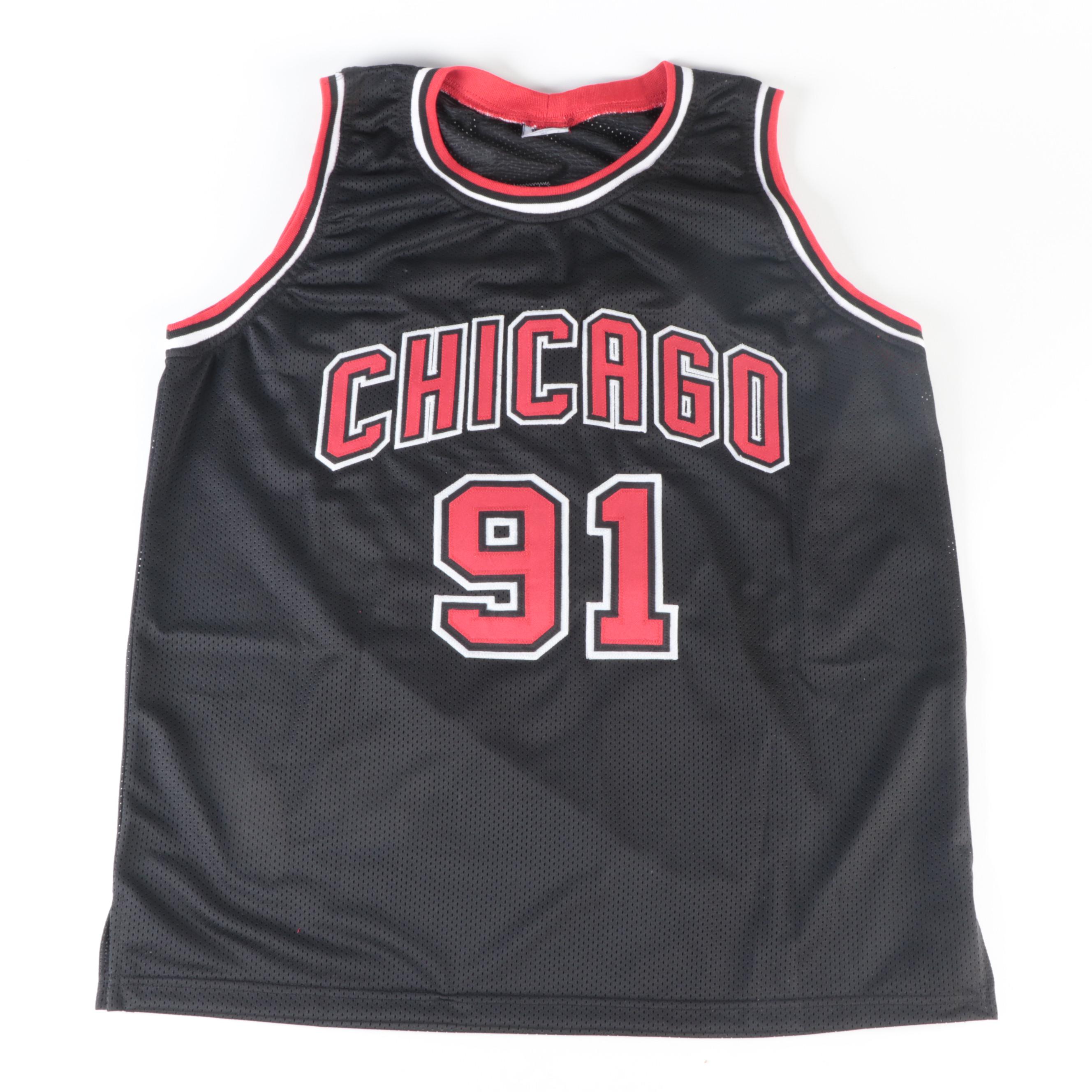 Chicago Bulls Dennis Rodman Signed Basketball Jersey