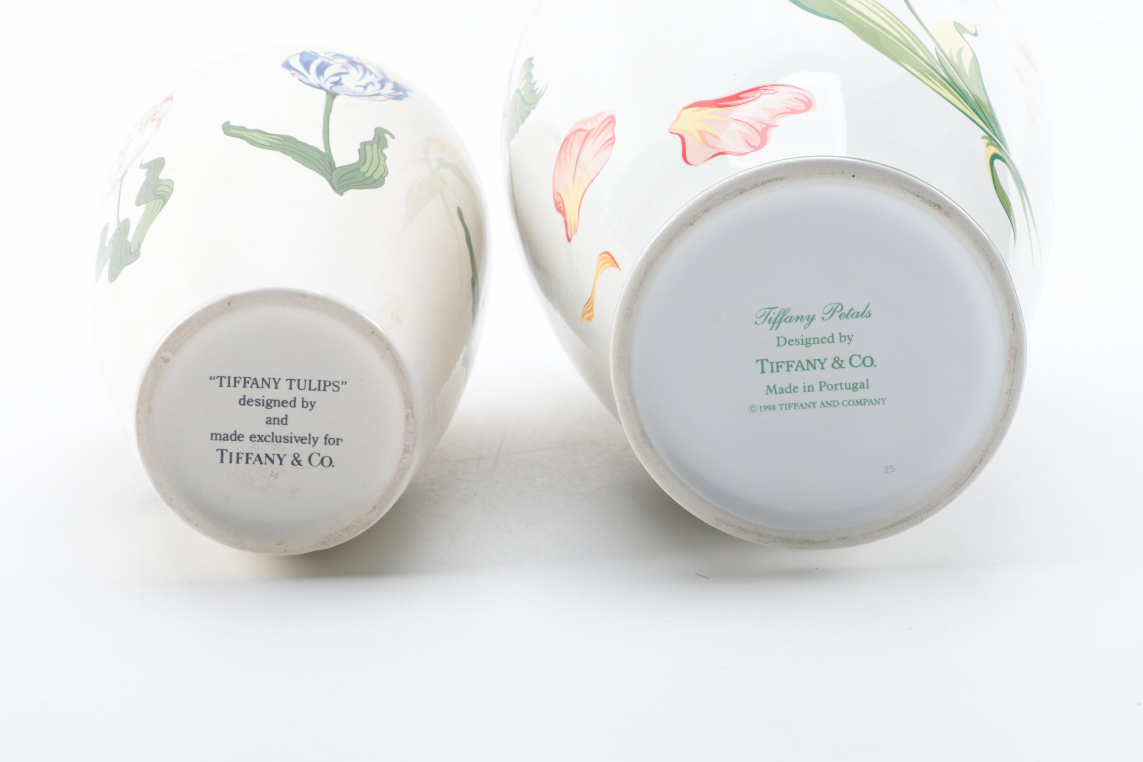 Tiffany & Co. "Tiffany Petals" and "Tiffany Tulips" Ceramic Vases