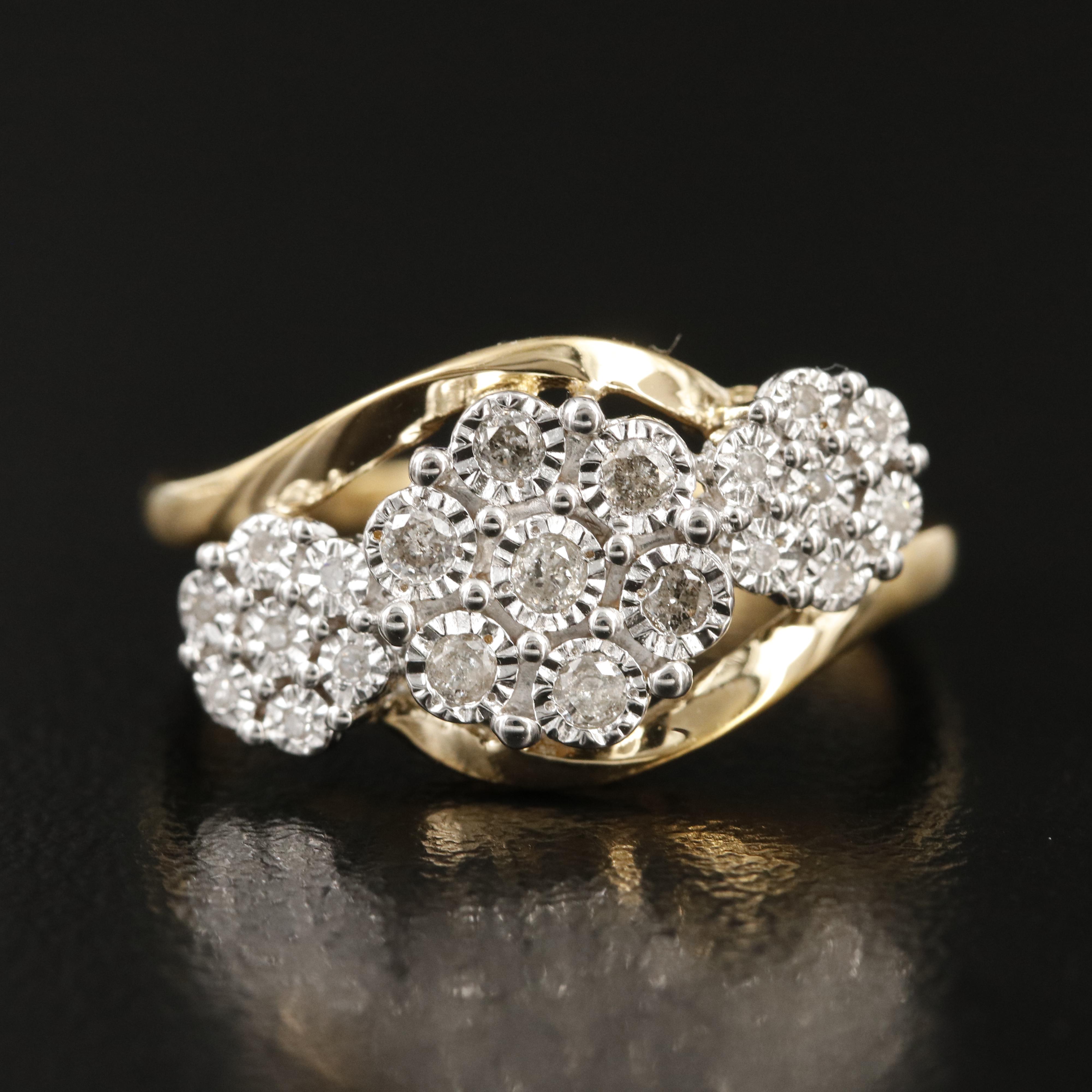 Sterling Diamond Cluster Ring