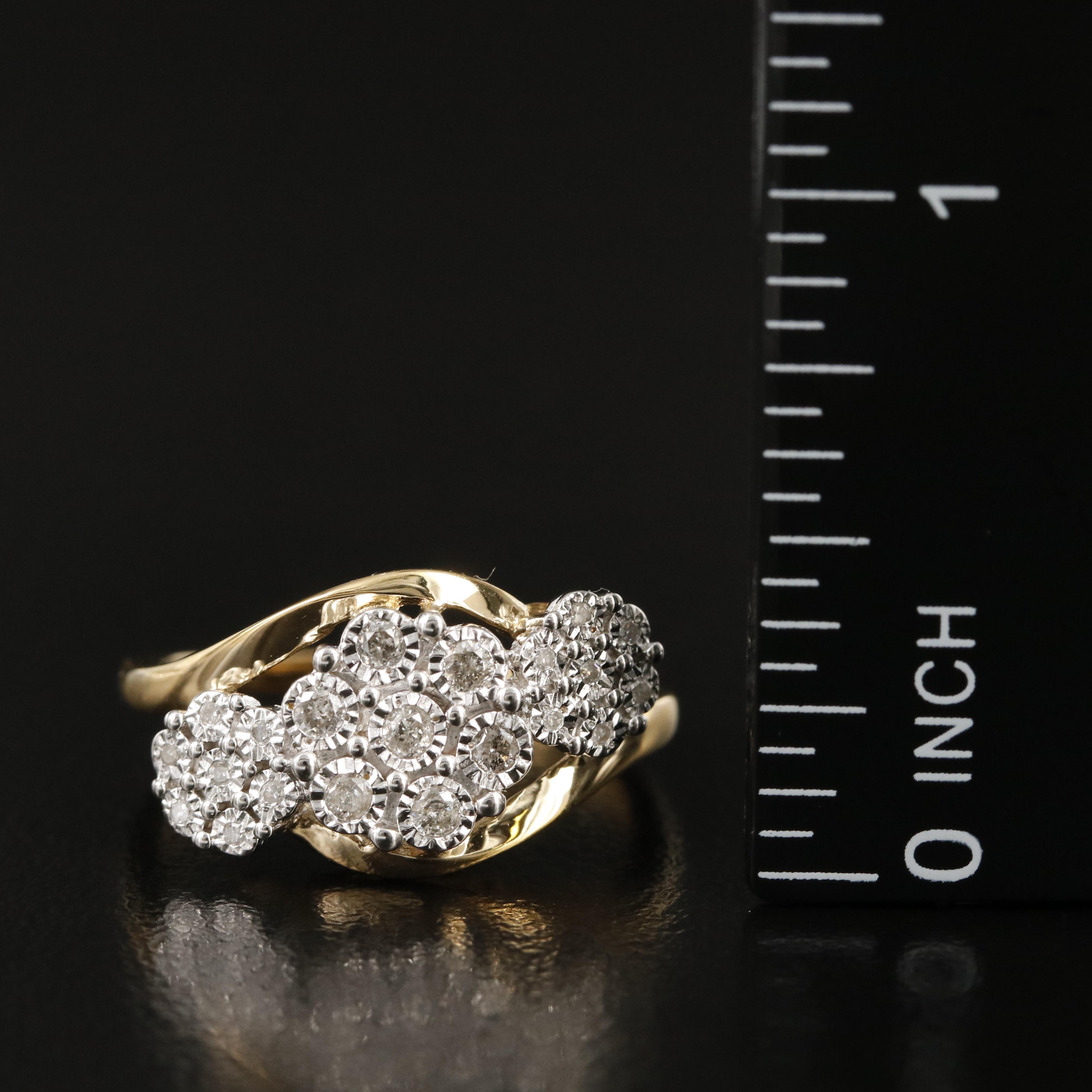 Sterling Diamond Cluster Ring