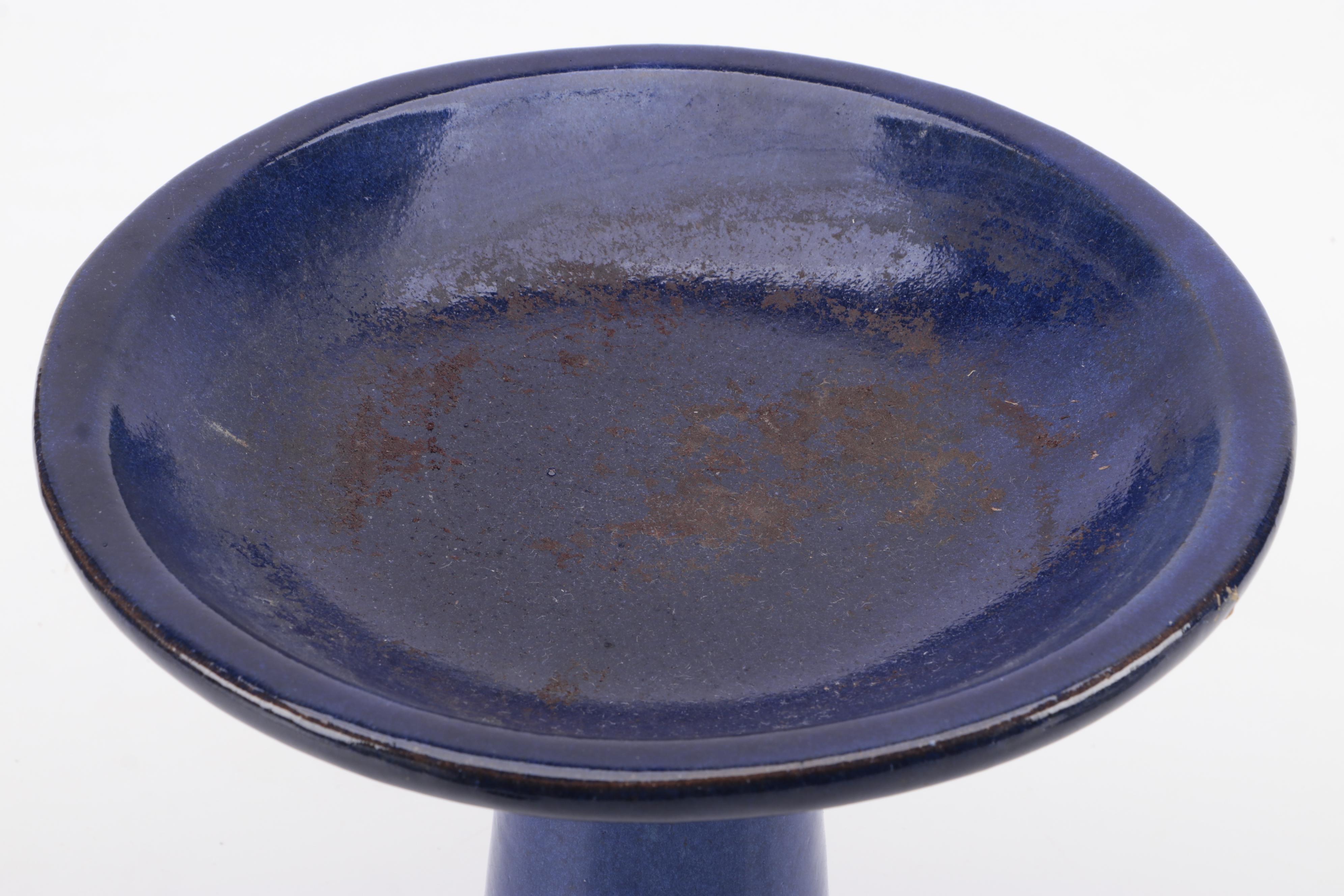 Decorative Blue and White Ceramic Bird Cage with Cobalt Terracotta Bird Bath