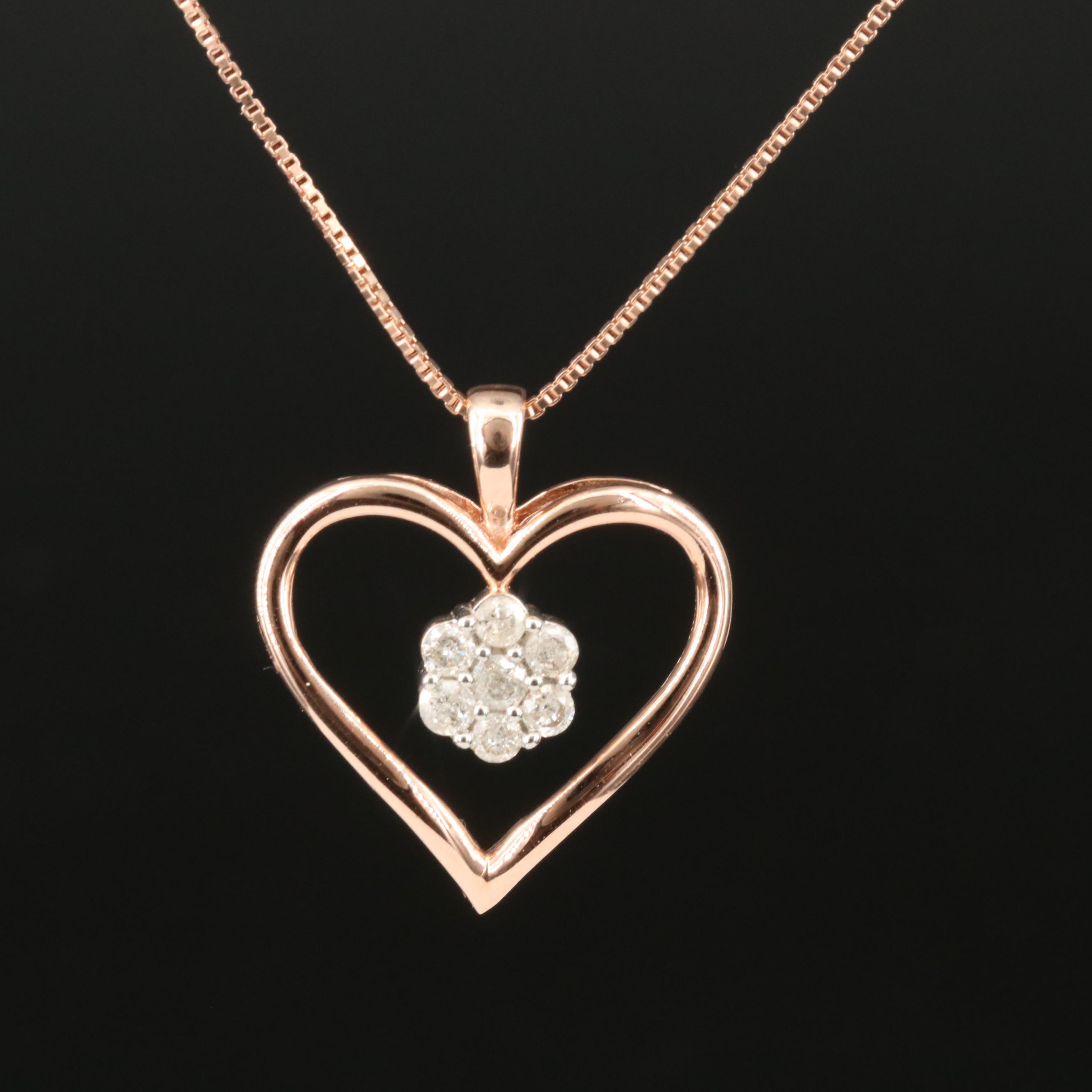 Sterling Diamond Heart Necklace