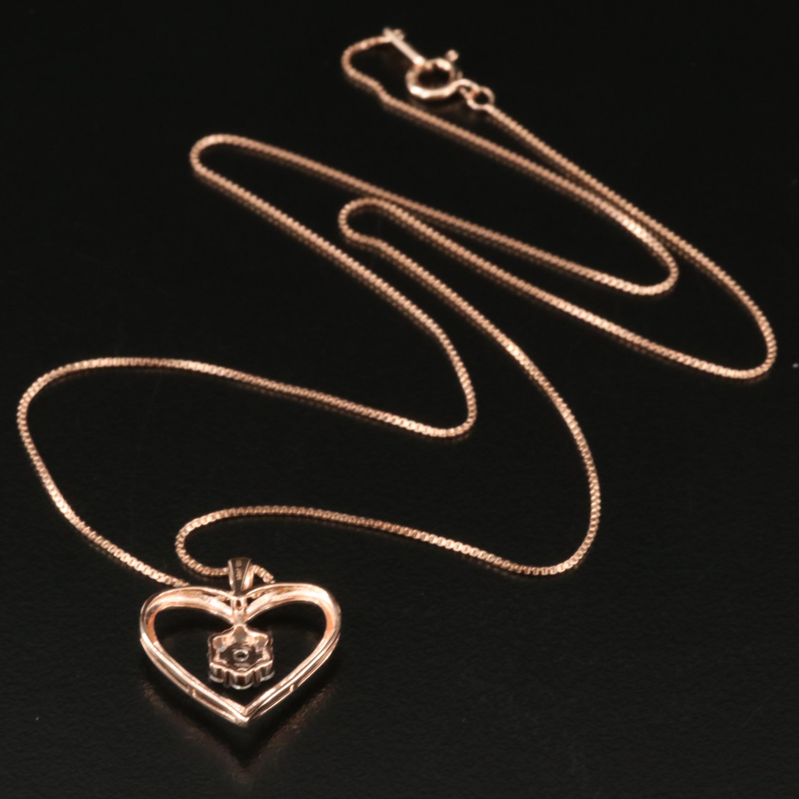 Sterling Diamond Heart Necklace