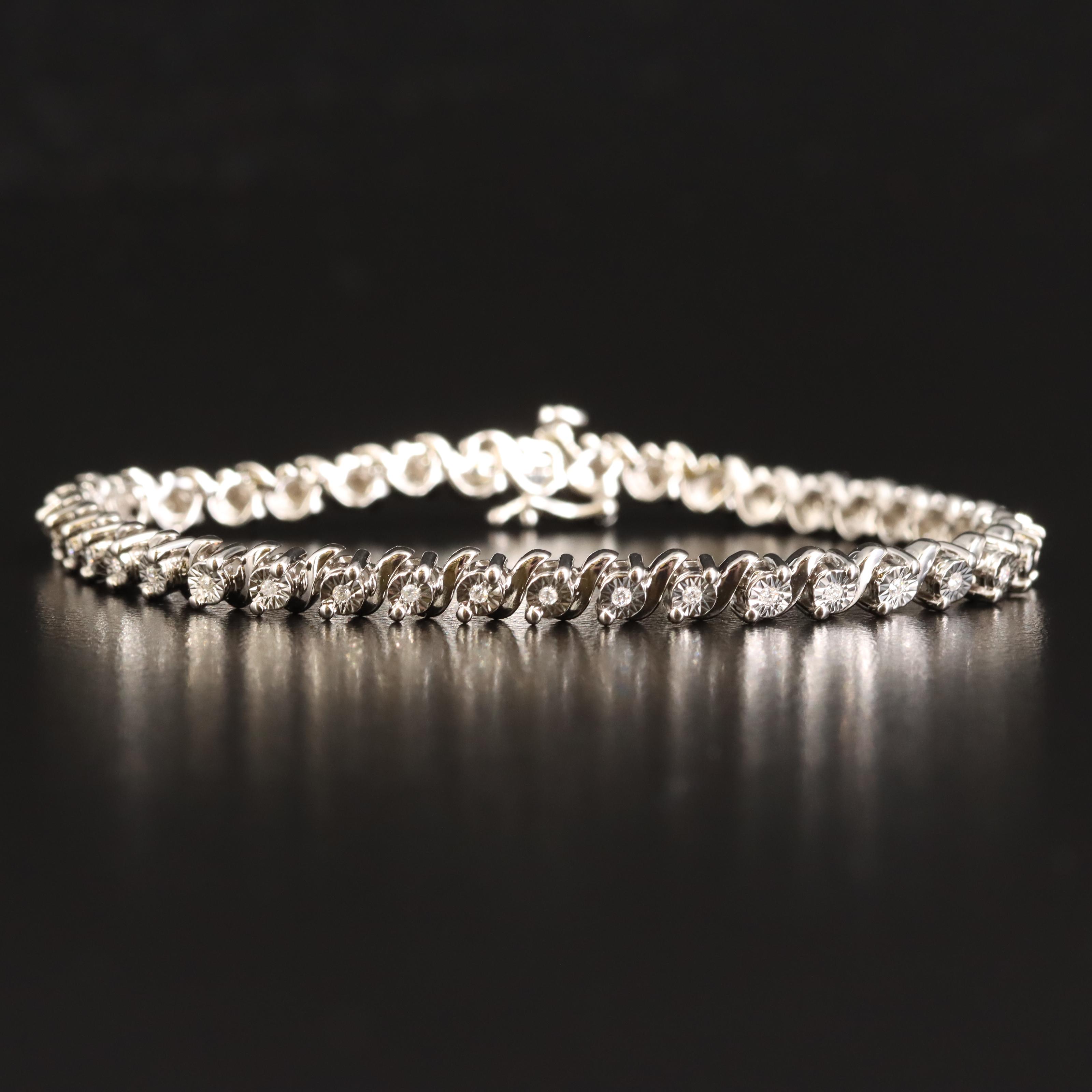 Sterling Diamond S Link Bracelet