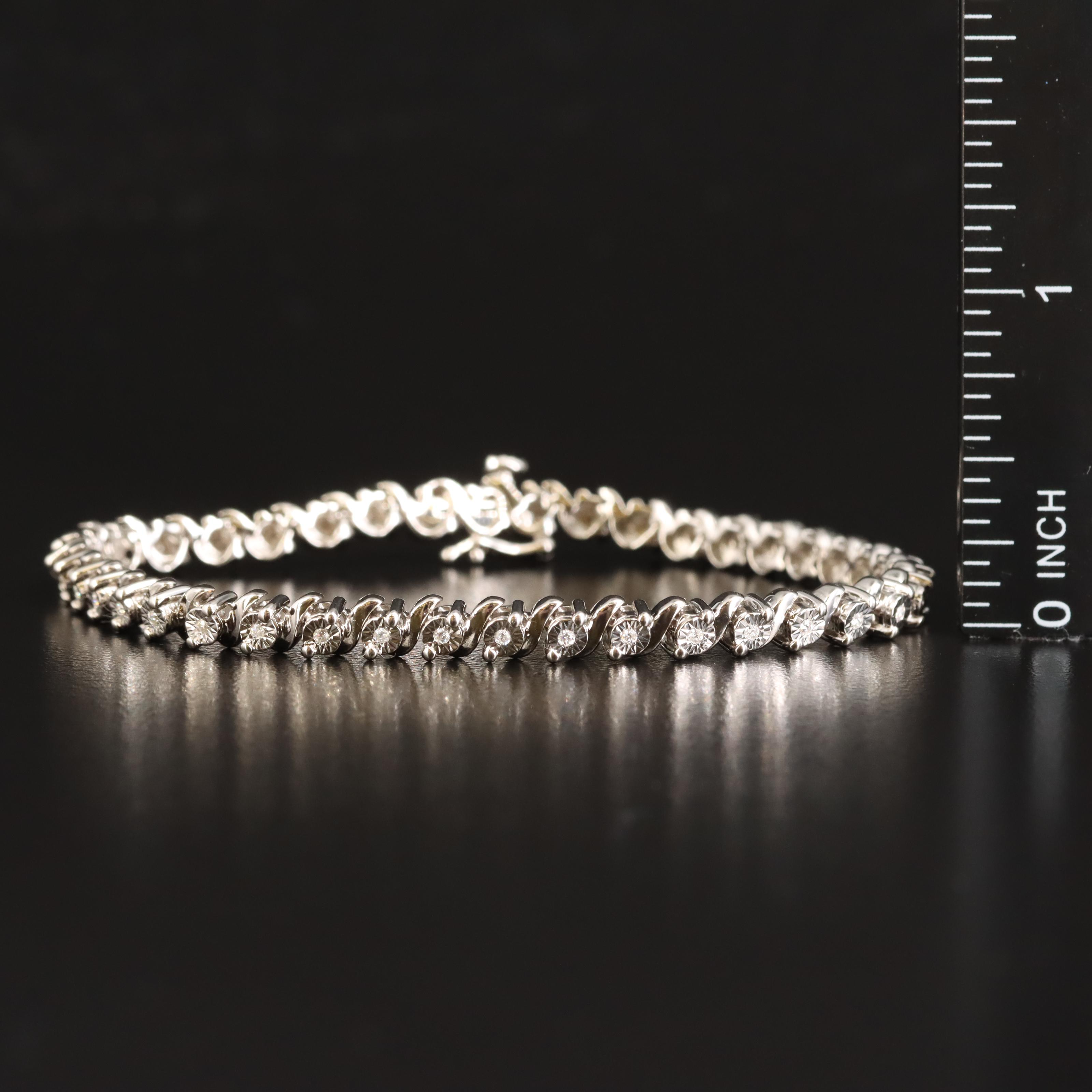 Sterling Diamond S Link Bracelet