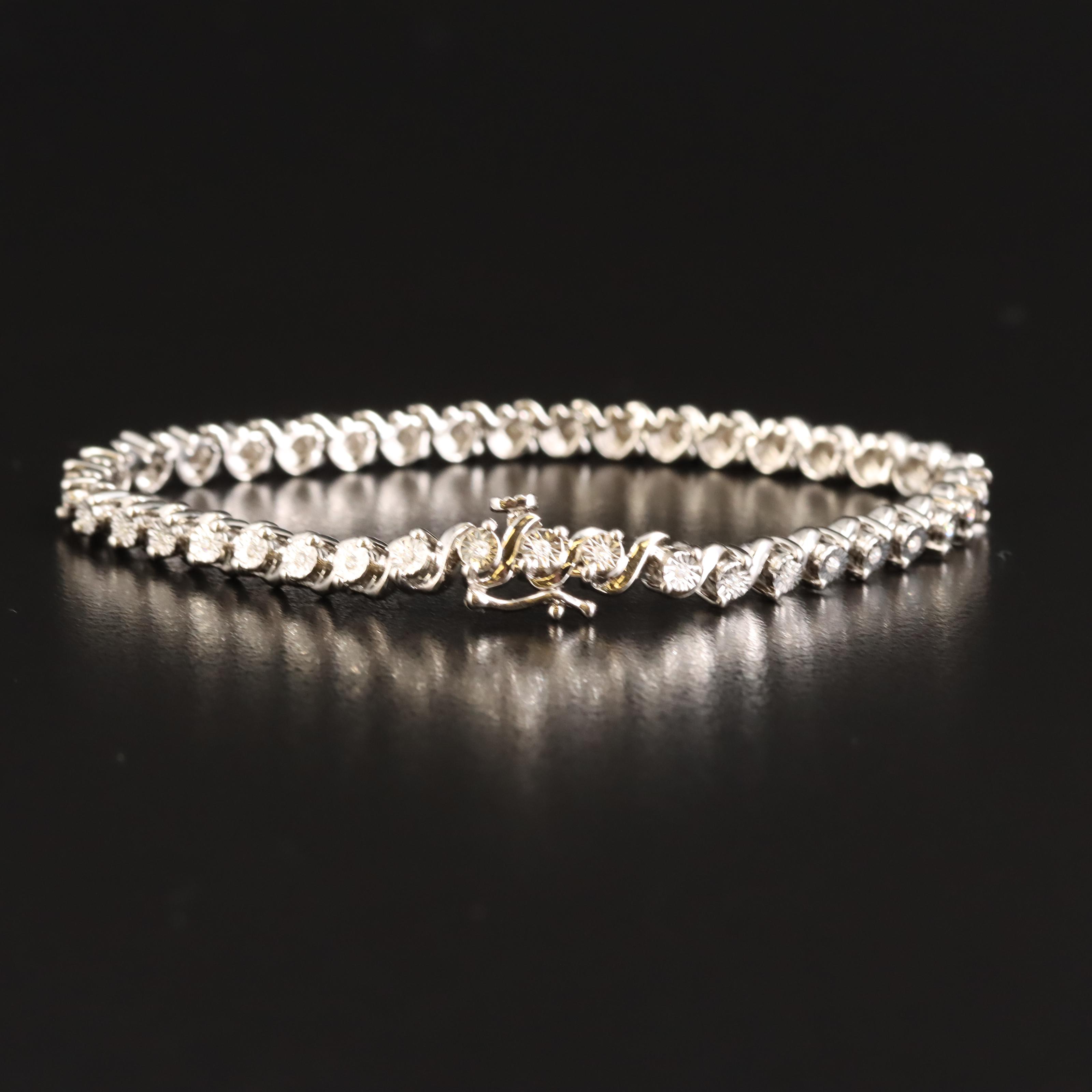 Sterling Diamond S Link Bracelet