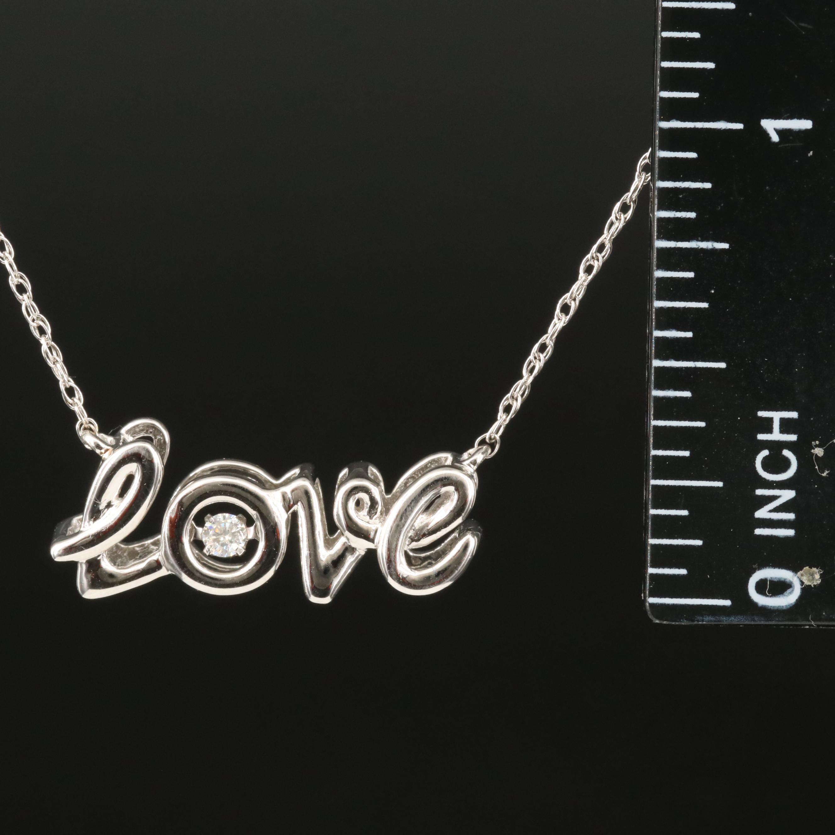 Sterling Diamond "Love" Necklace