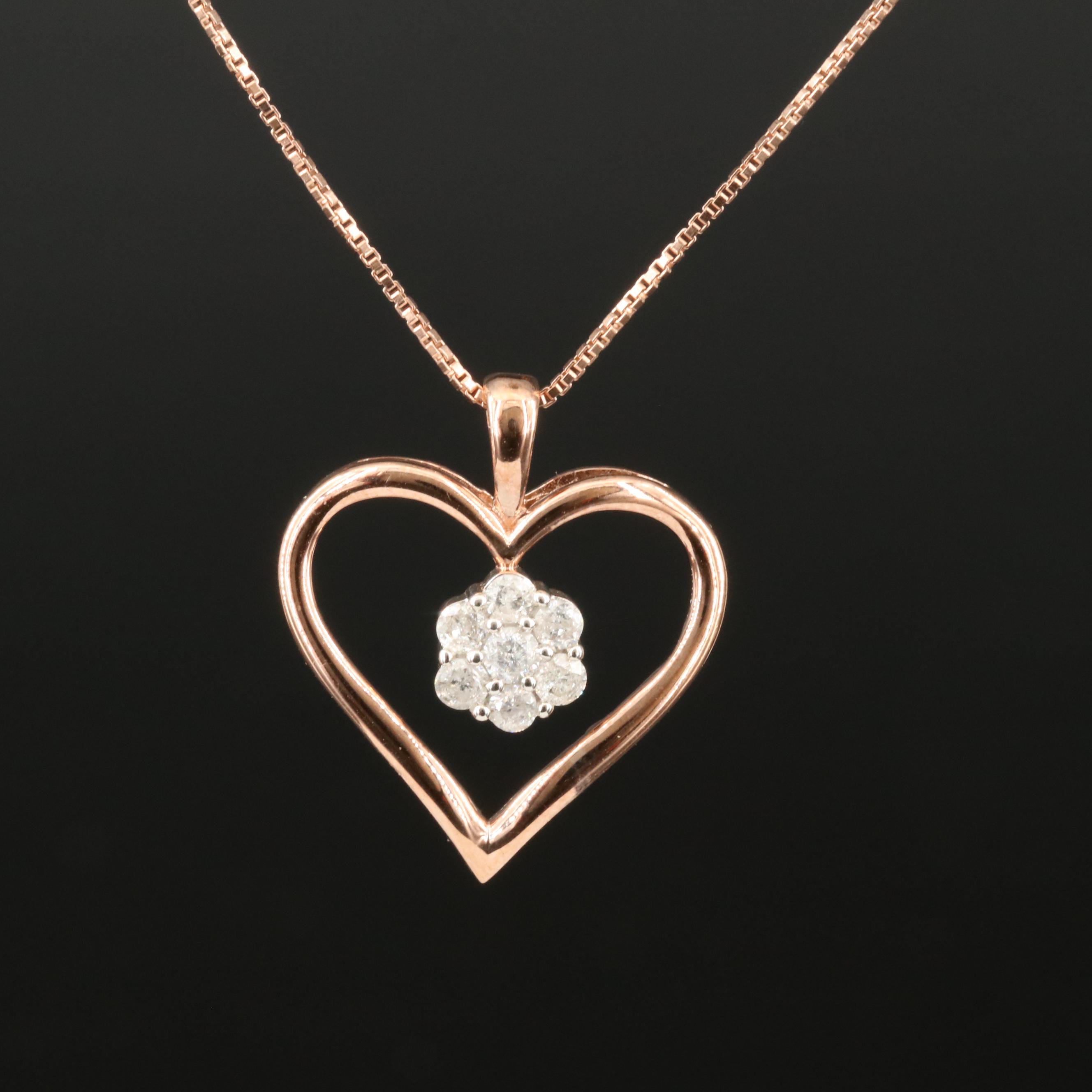 Sterling Diamond Heart Necklace