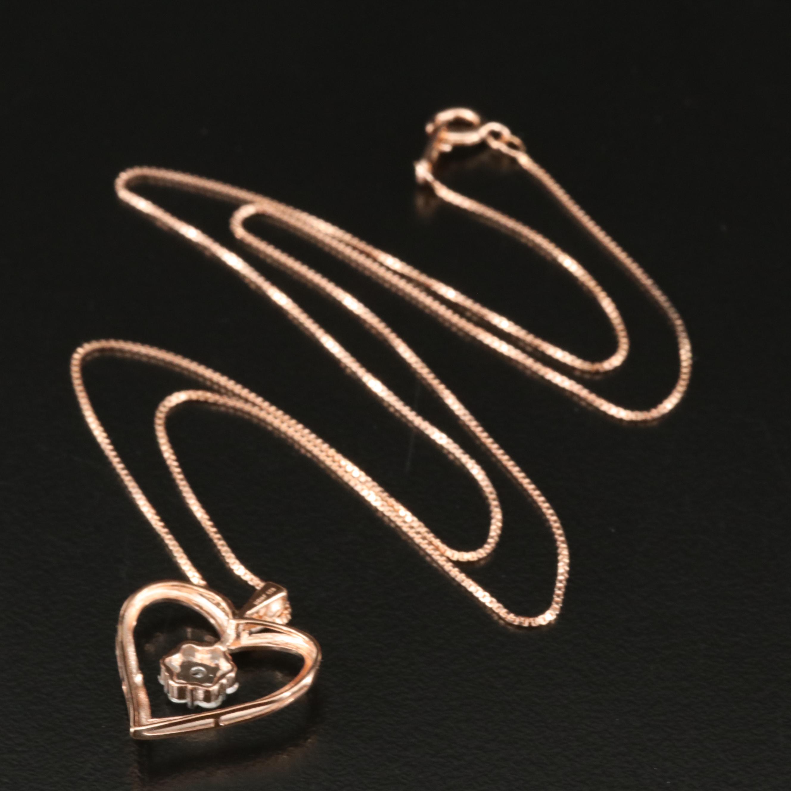 Sterling Diamond Heart Necklace