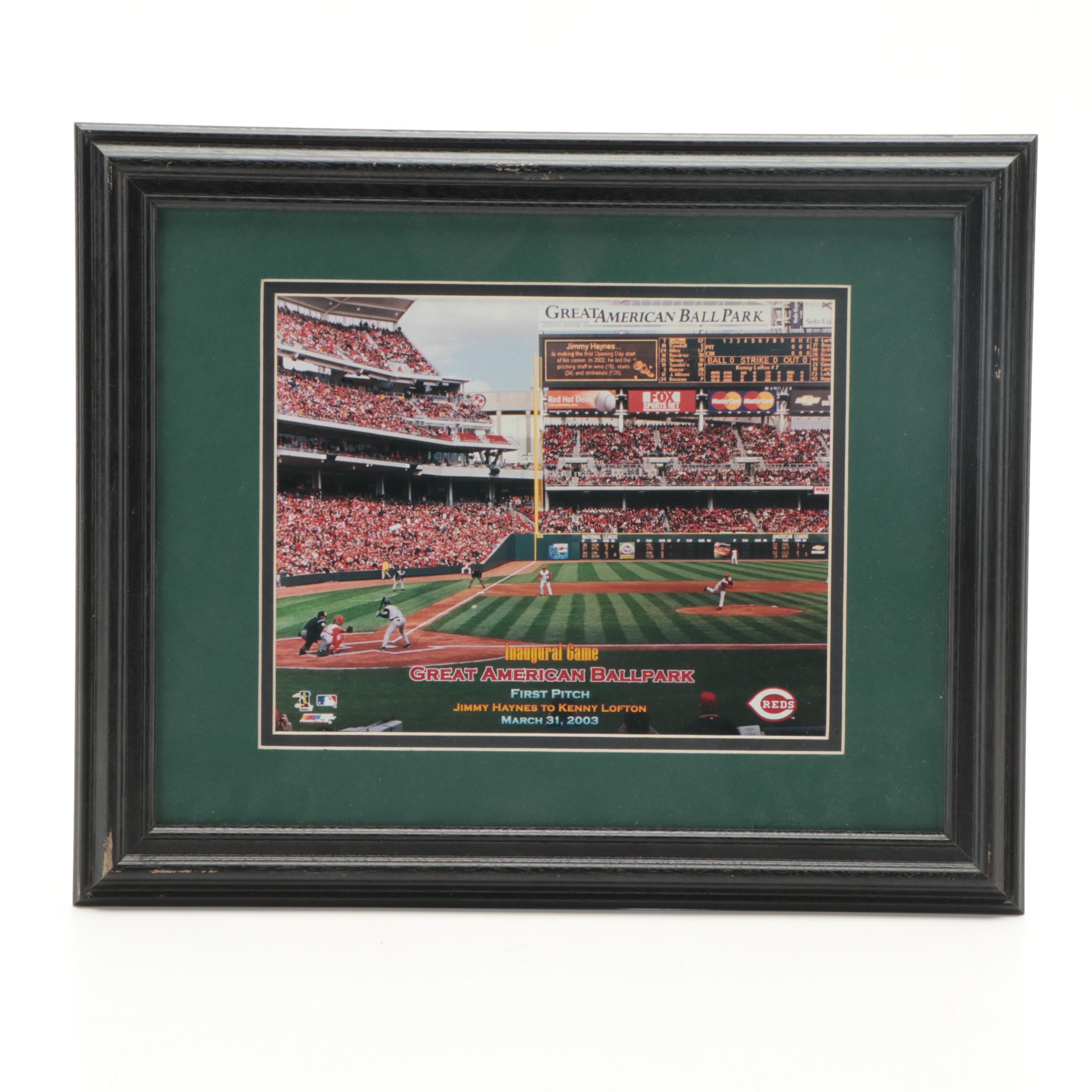 Cincinnati Reds Luis Castillo Signed Print, Great American Ballpark Framed Print