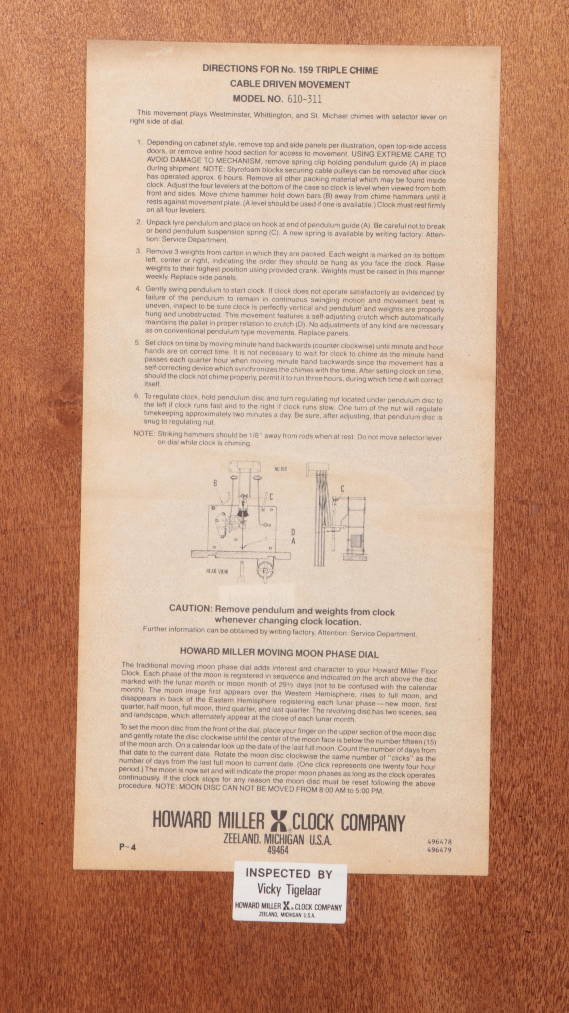 Howard Miller Oak Grandfather Clock