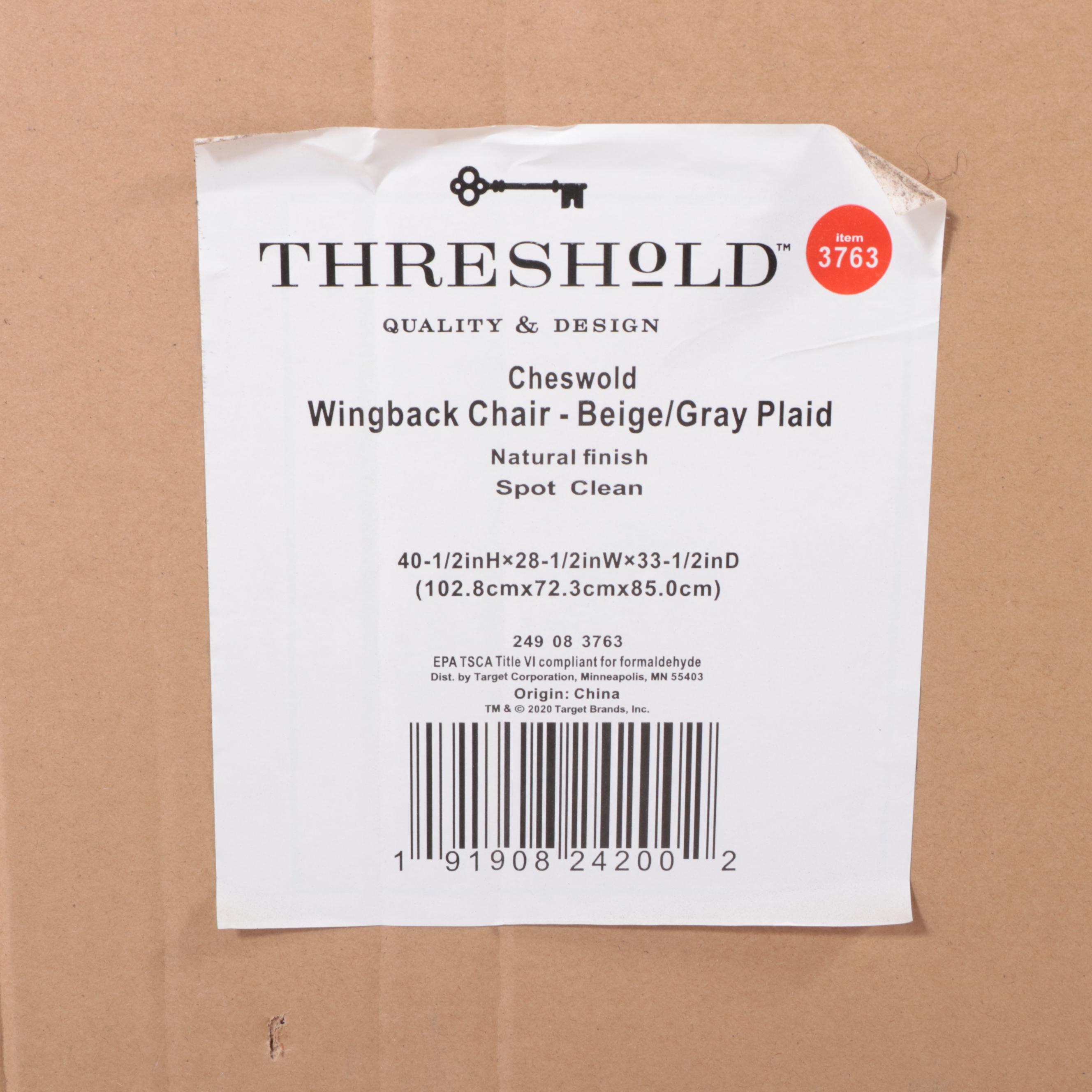 Threshold Cheswold Plaid Wingback Chair