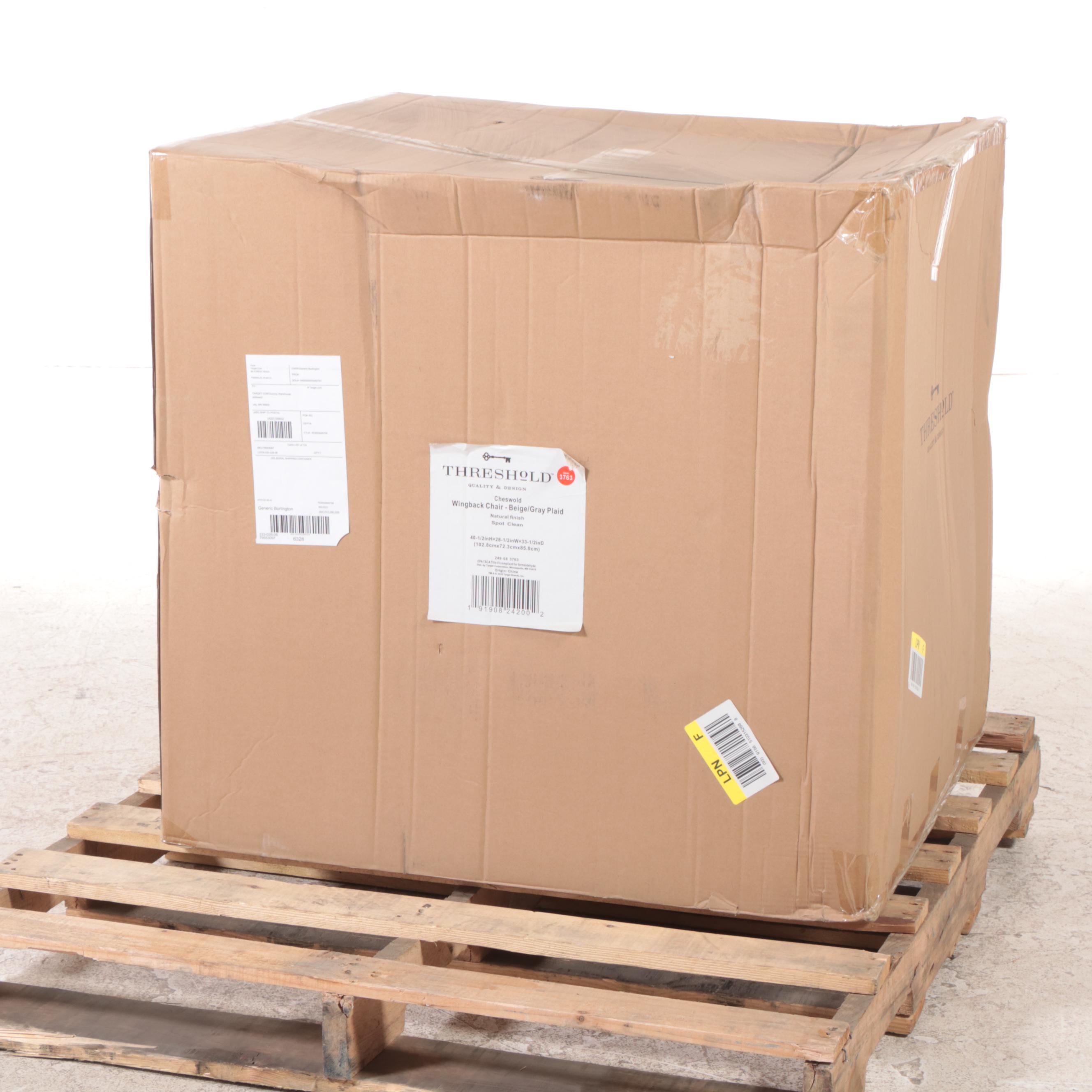 Threshold Cheswold Plaid Wingback Chair