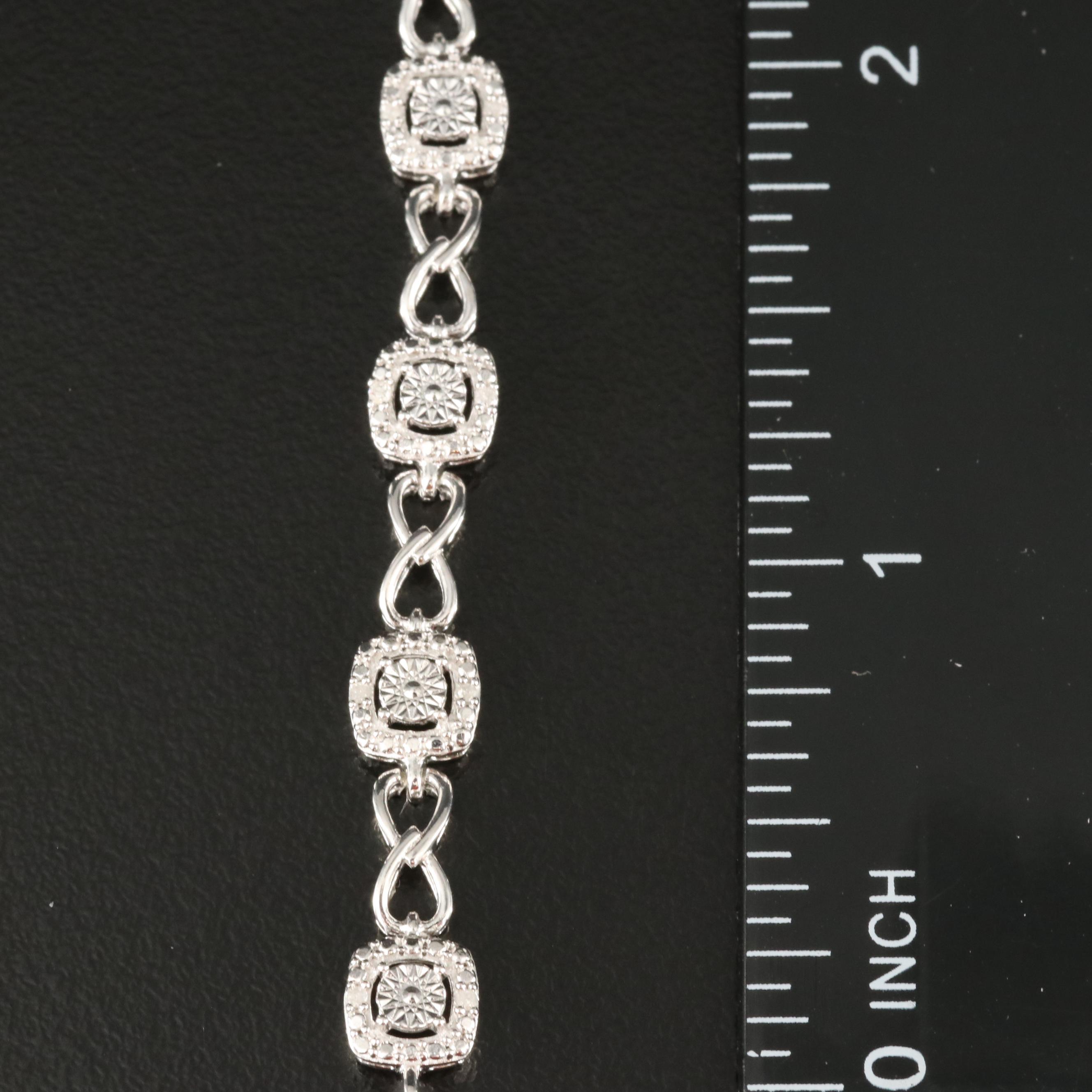 Sterling Diamond Fancy Link Bracelet