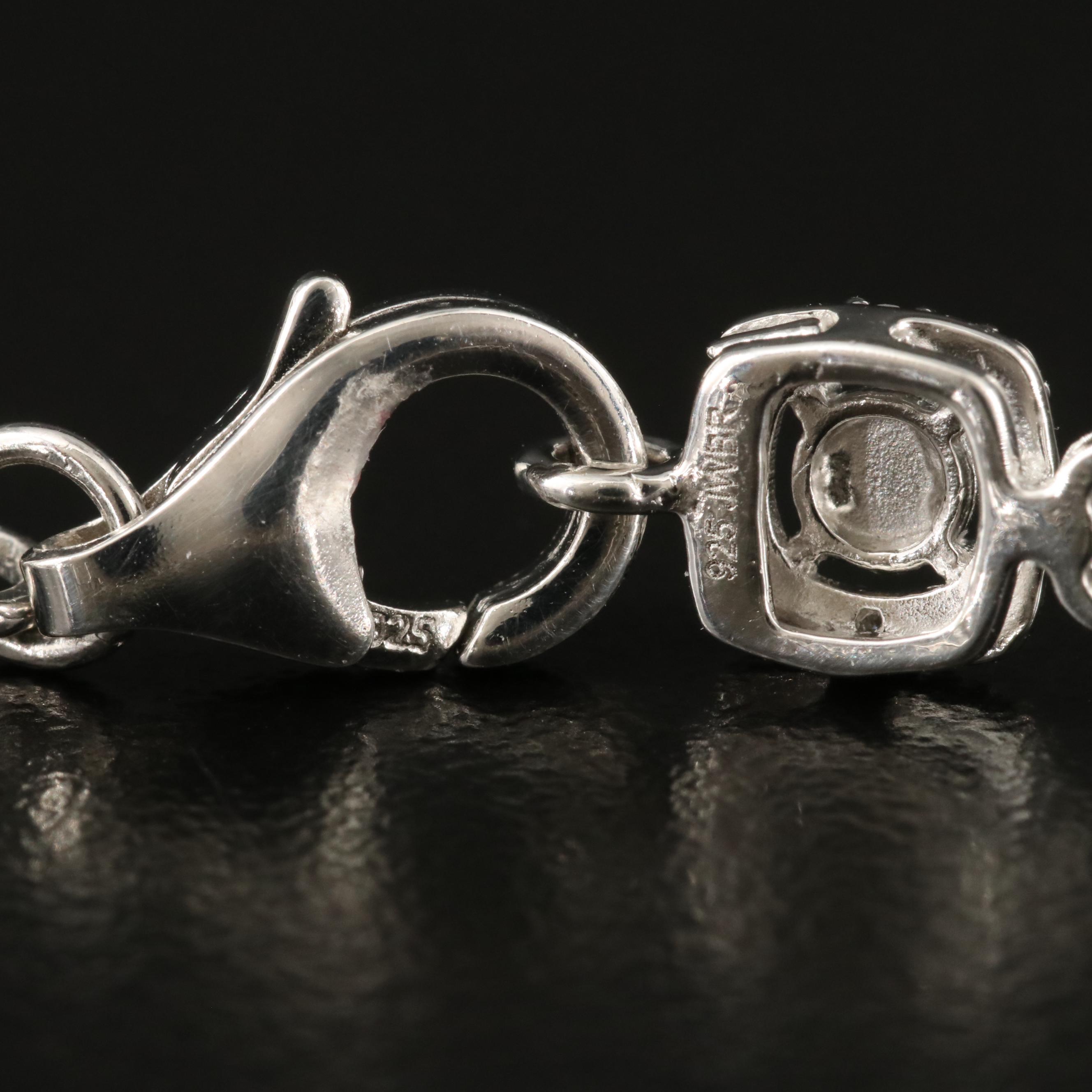 Sterling Diamond Fancy Link Bracelet