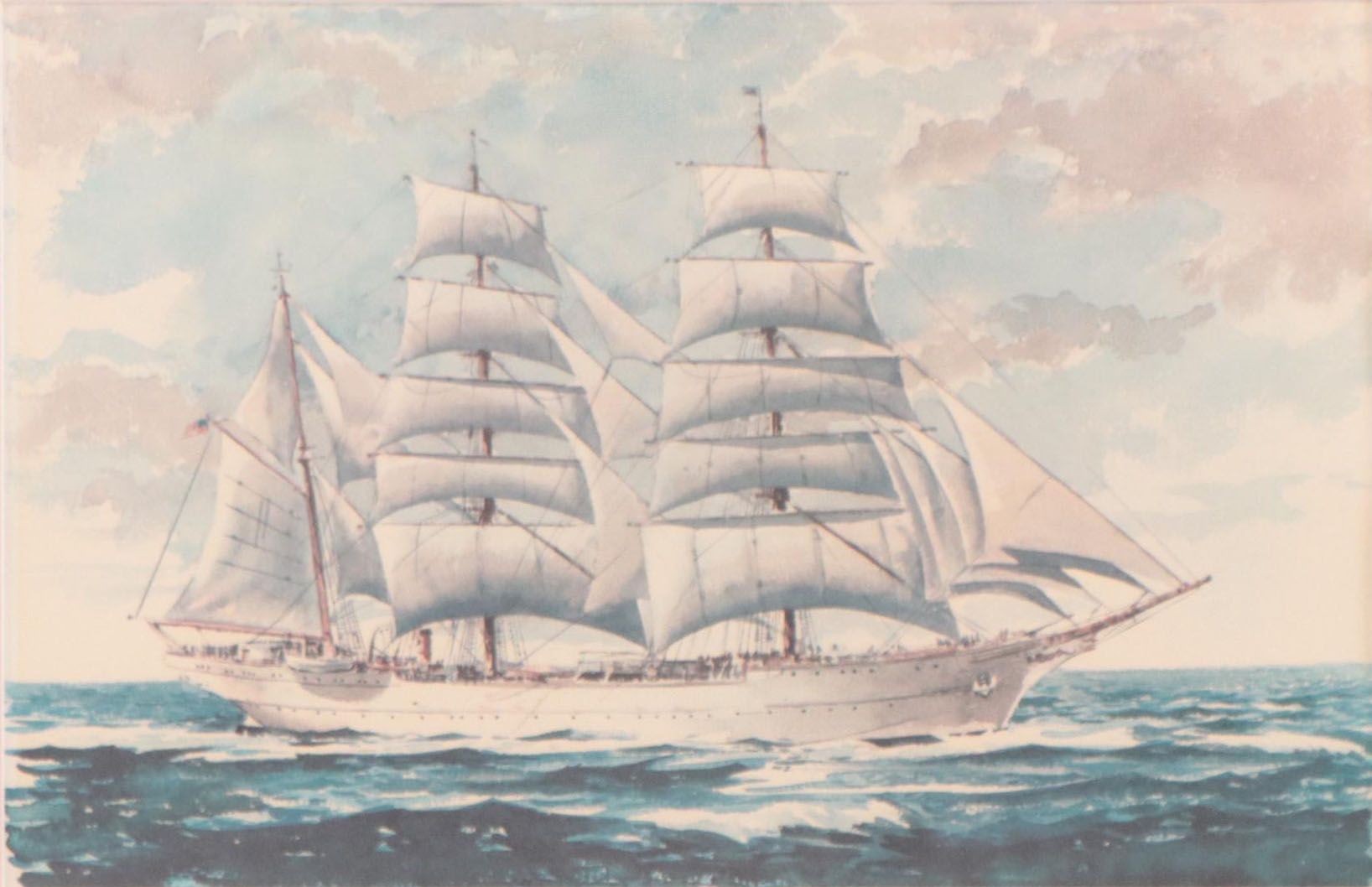 Offset Lithograph of Clipper Ship, Late 20th Century