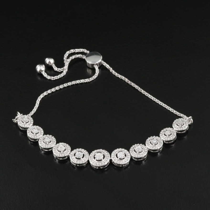 Sterling Diamond Bolo Bracelet