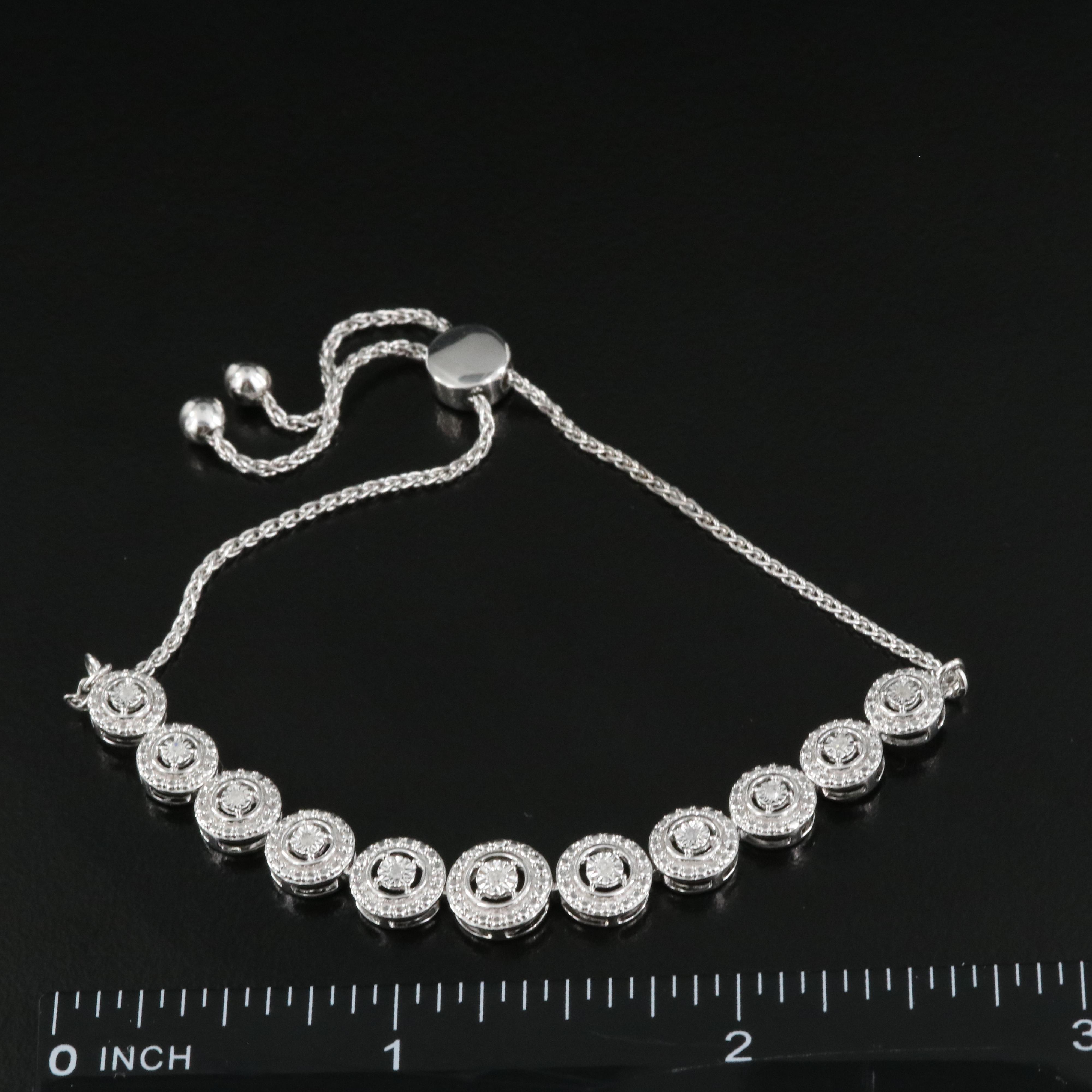 Sterling Diamond Bolo Bracelet