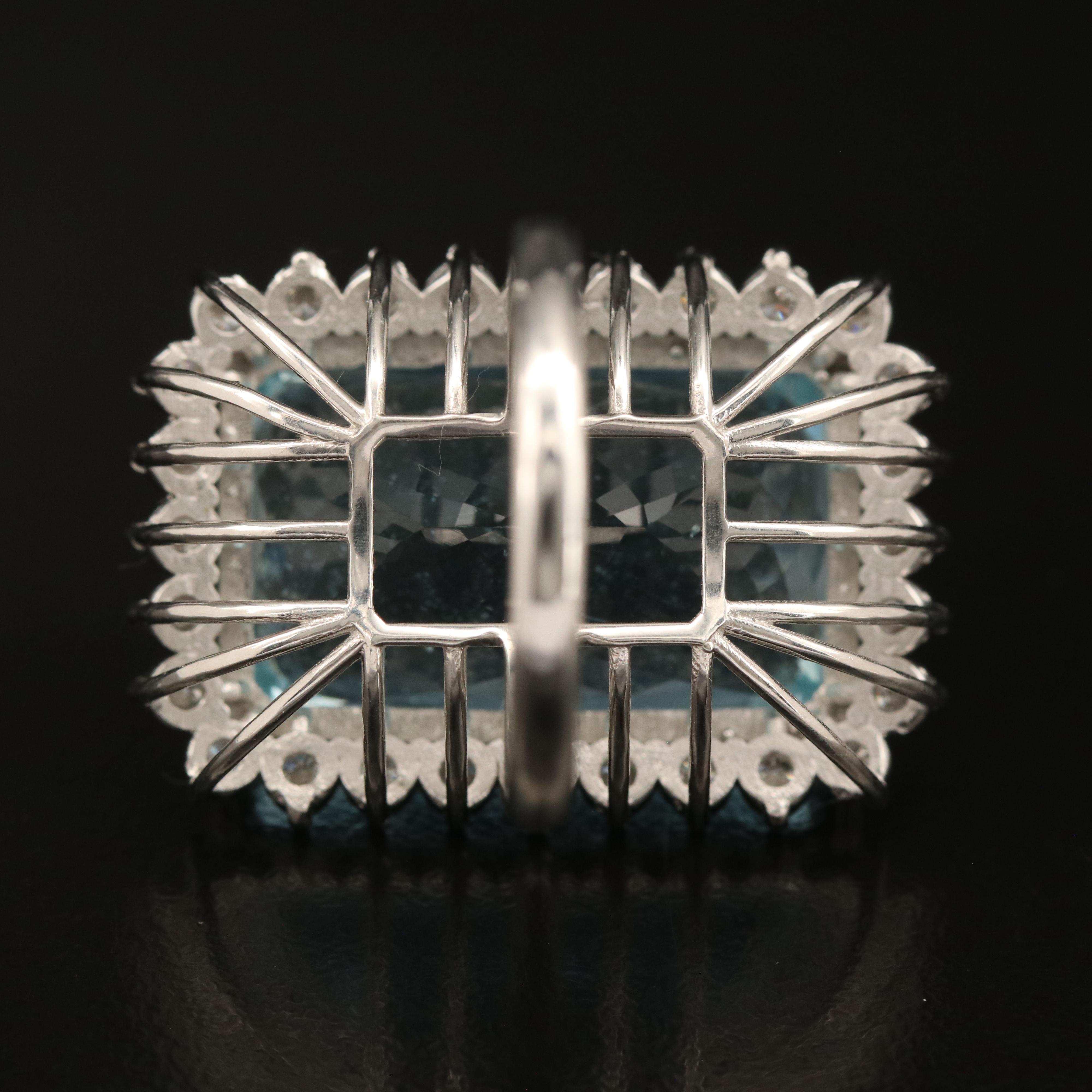Platinum 26.30 CT Aquamarine and 1.54 CTW Diamond Ring