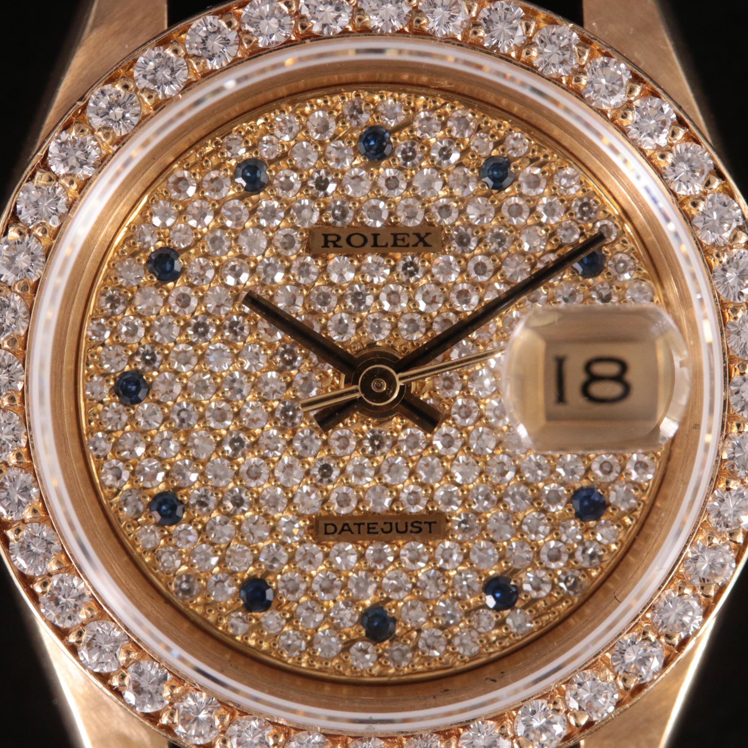 1986 Rolex Oyster Perpetual Datejust 1.73 CTW Diamond Custom Dial Watch