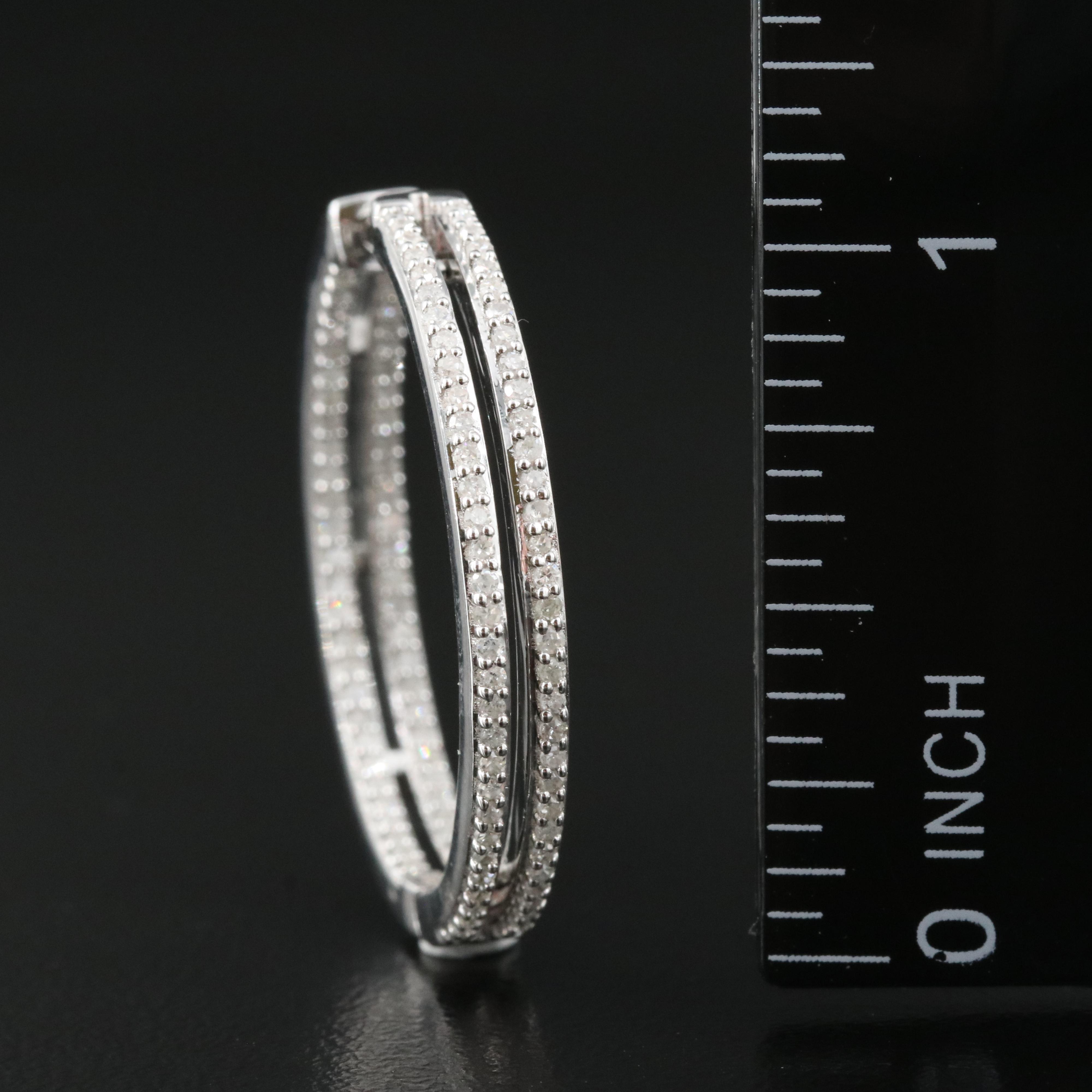 Sterling 1.02 CTW Diamond Double Inside-Out Hoop Earrings