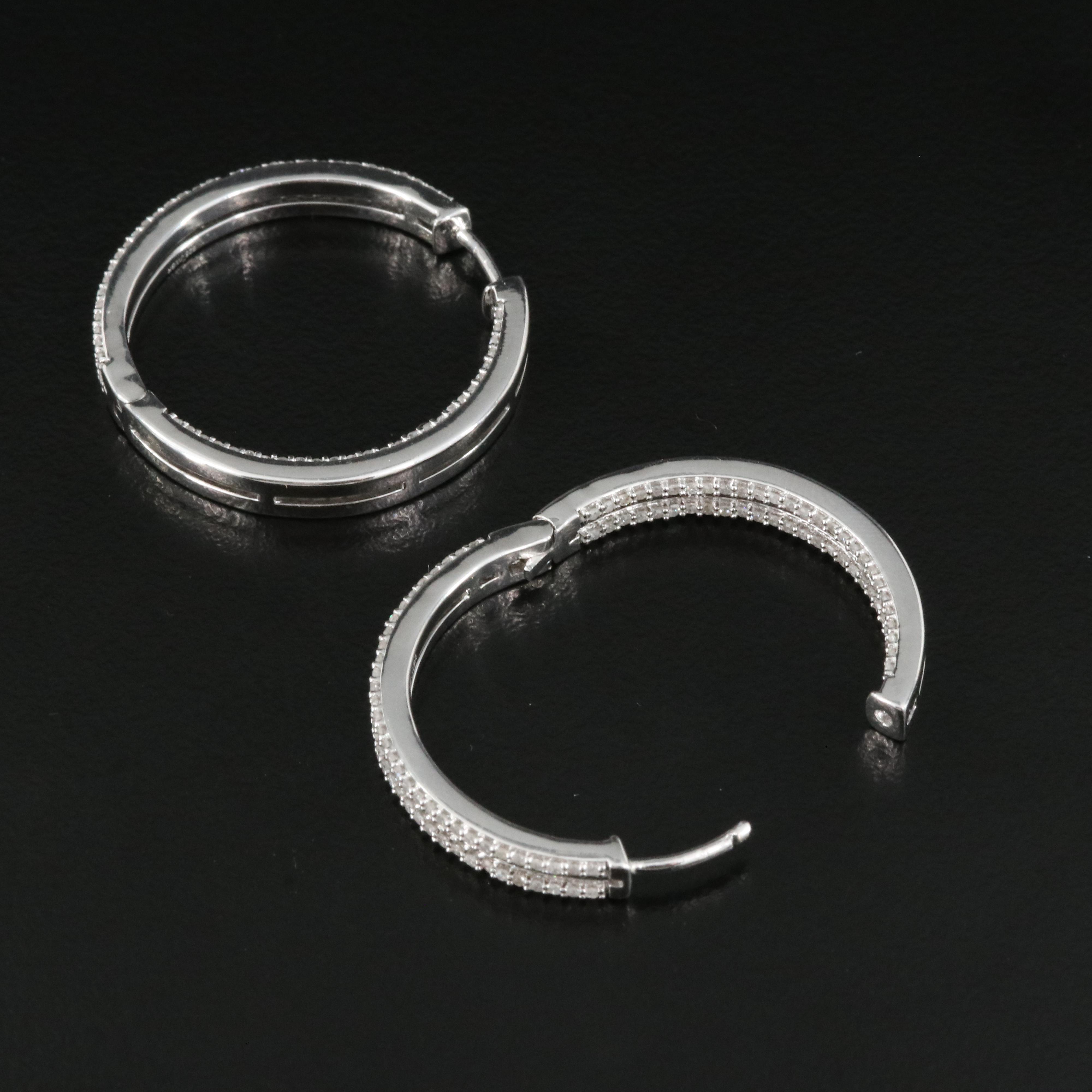 Sterling 1.02 CTW Diamond Double Inside-Out Hoop Earrings