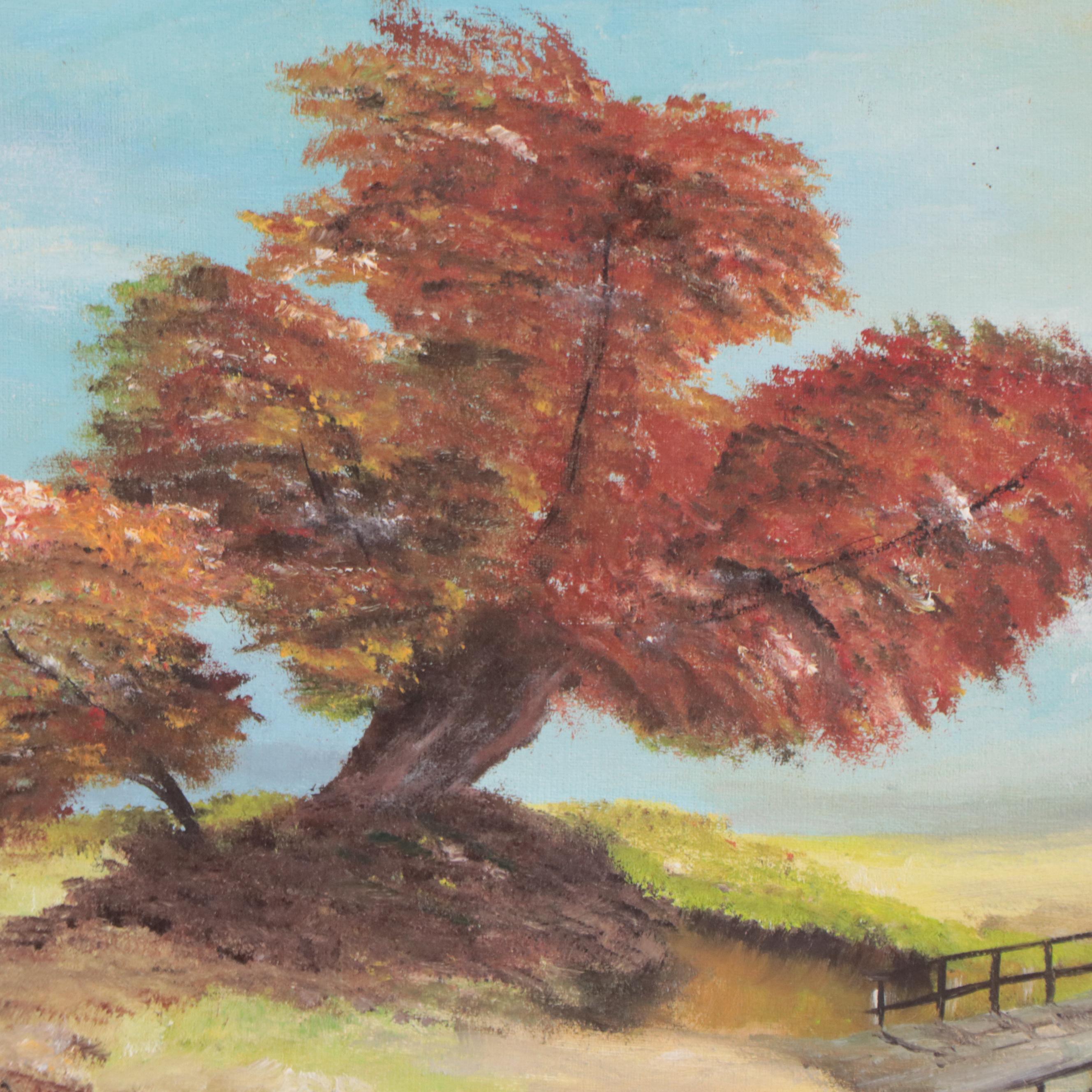 Autumn Landscape Oil Painting, 1992