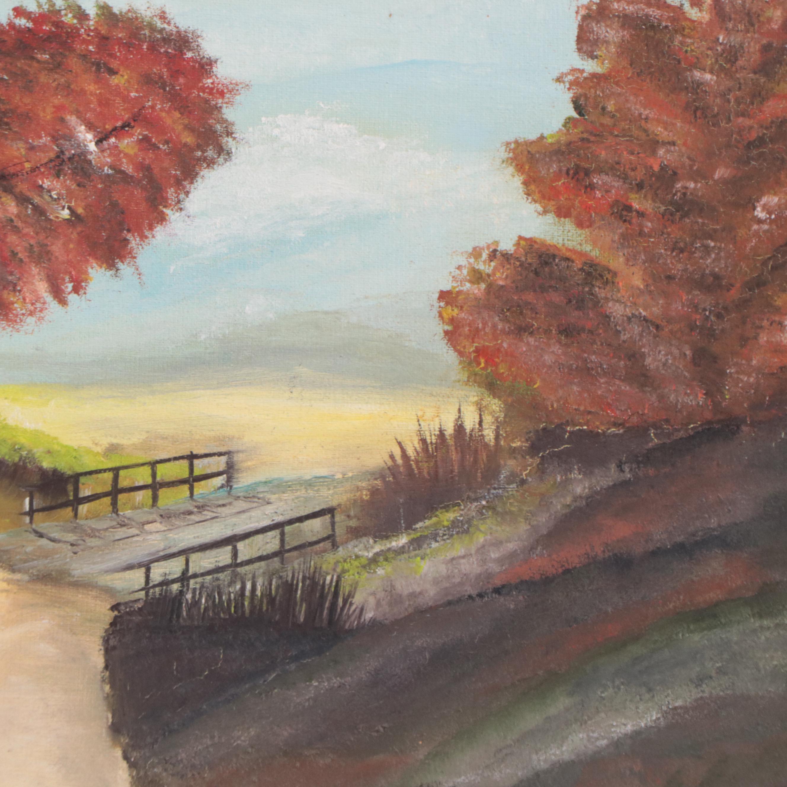 Autumn Landscape Oil Painting, 1992