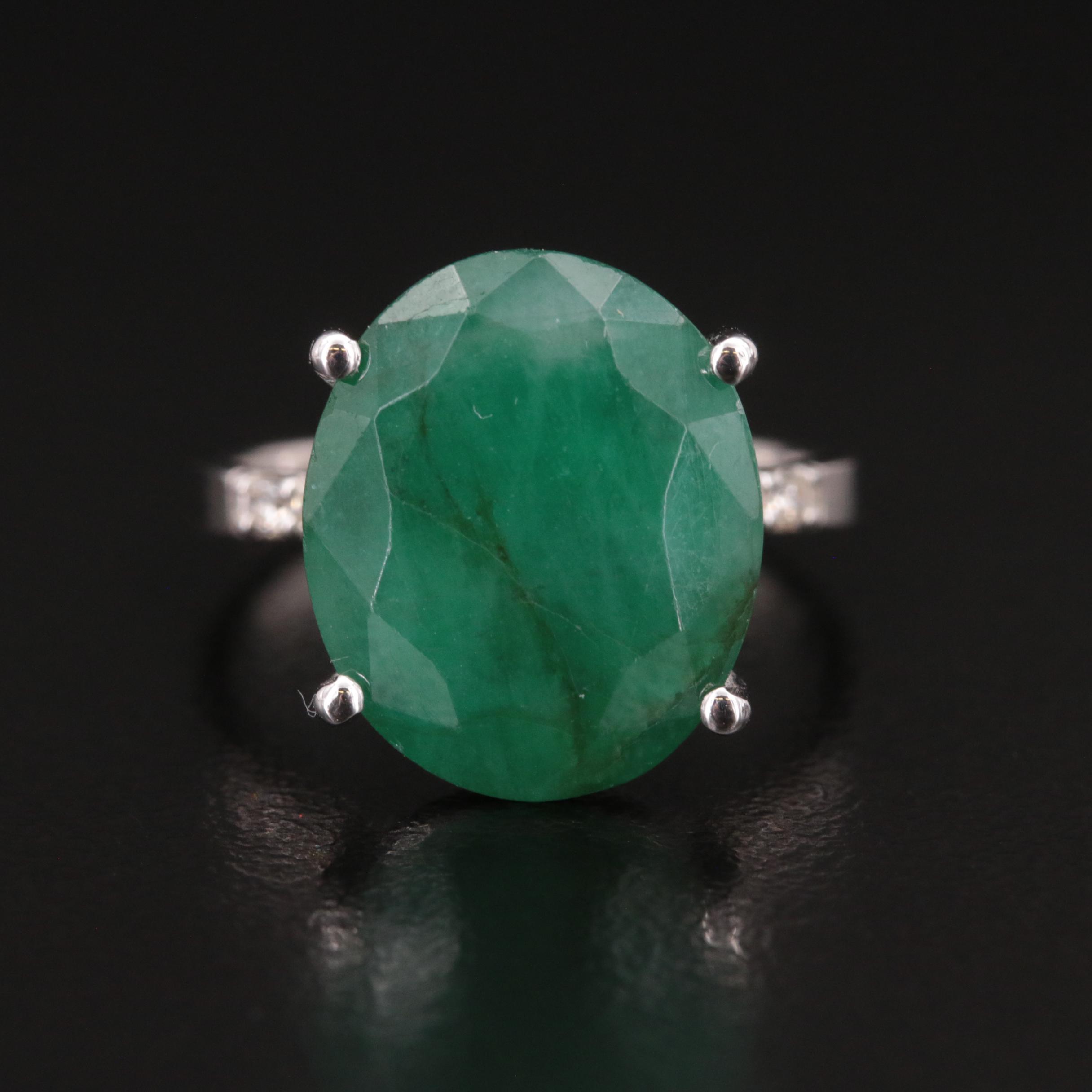 14K 8.18 CT Emerald and Diamond Ring