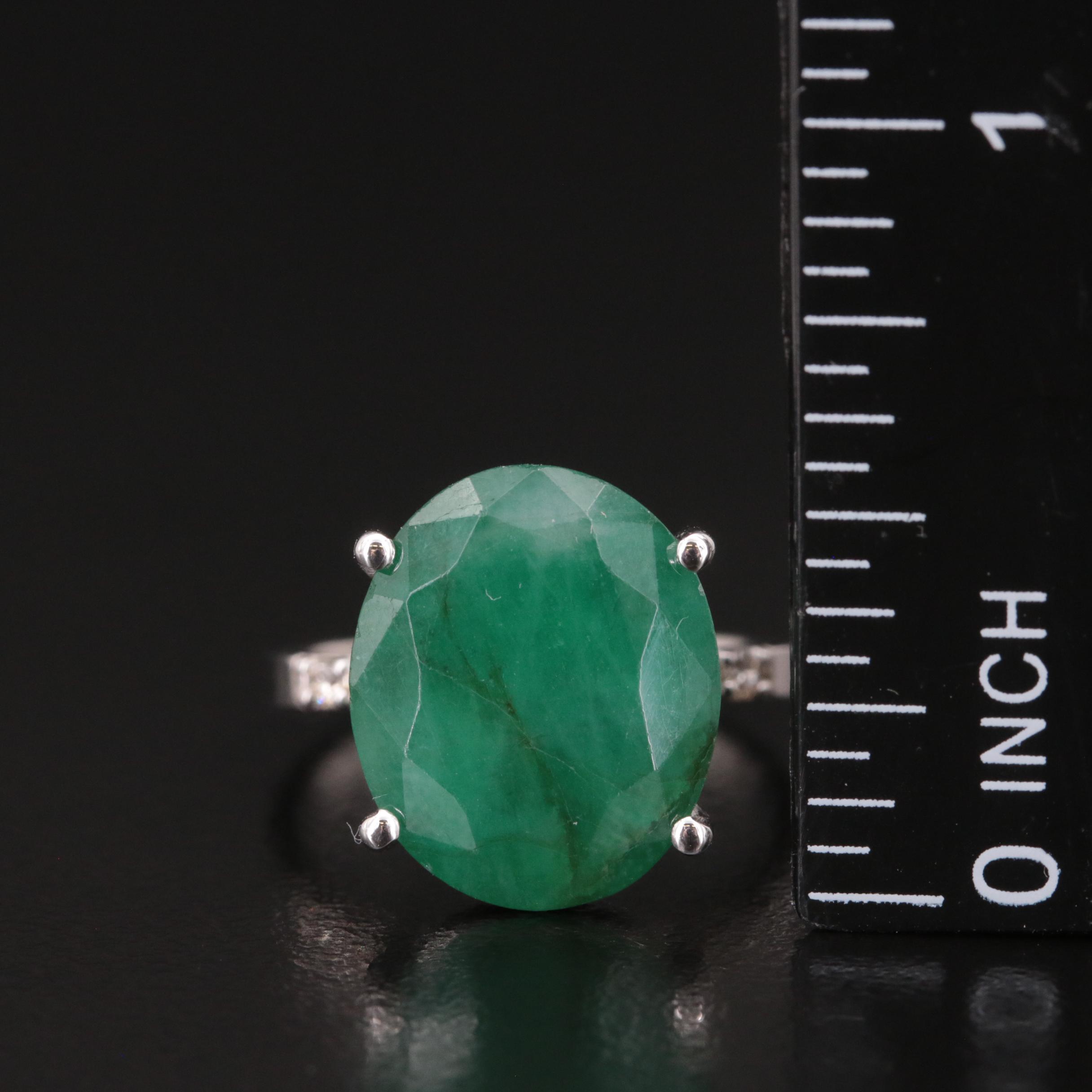 14K 8.18 CT Emerald and Diamond Ring