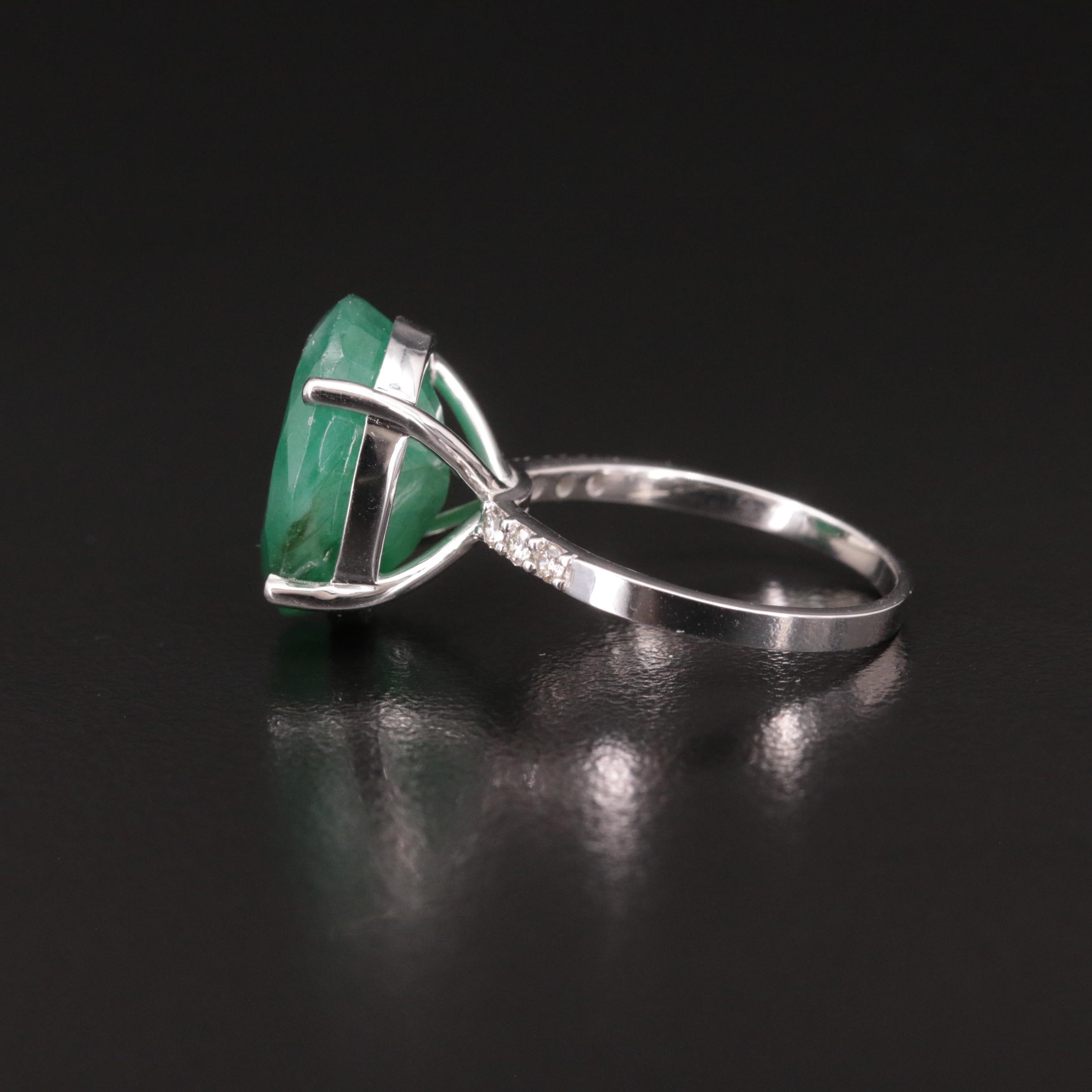 14K 8.18 CT Emerald and Diamond Ring