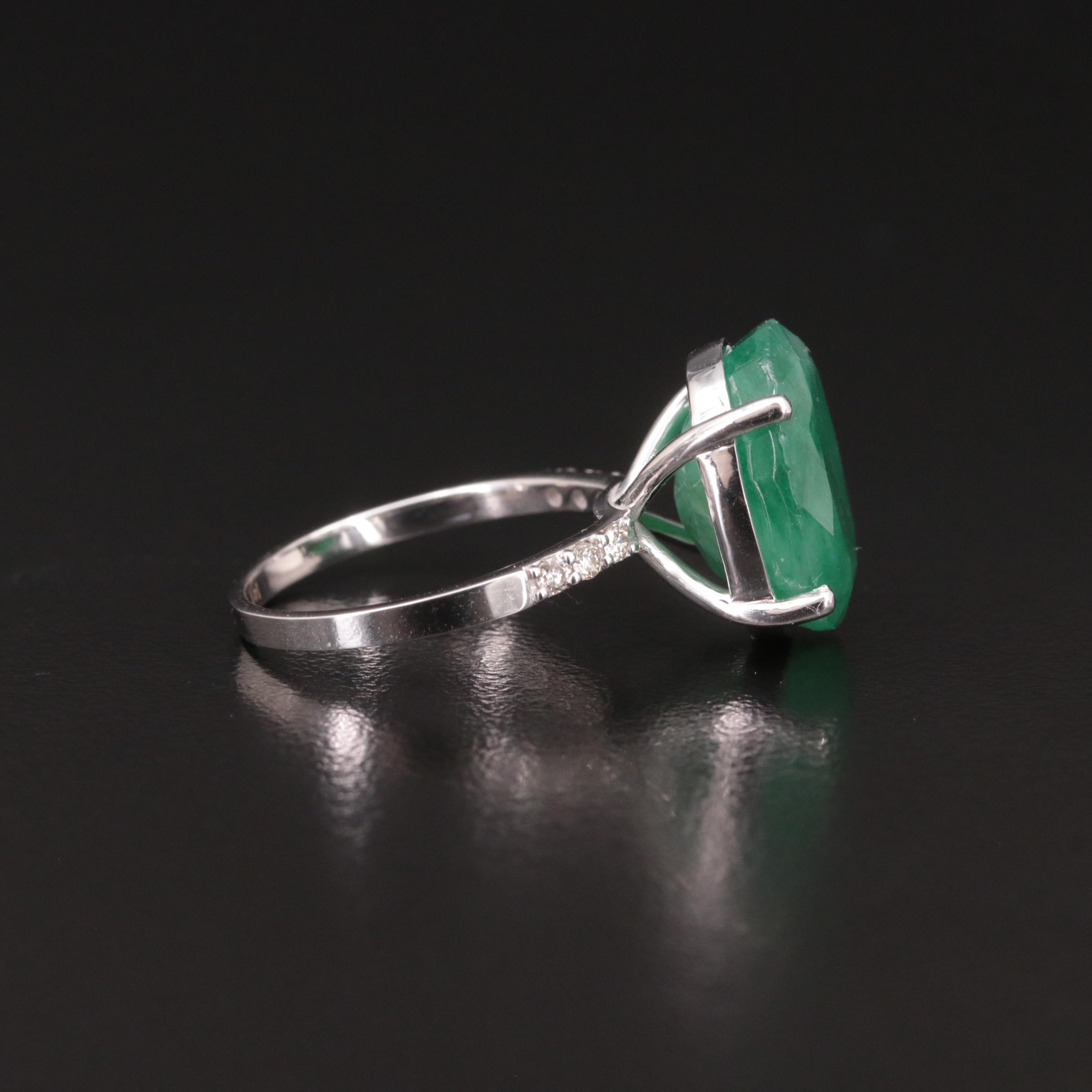 14K 8.18 CT Emerald and Diamond Ring