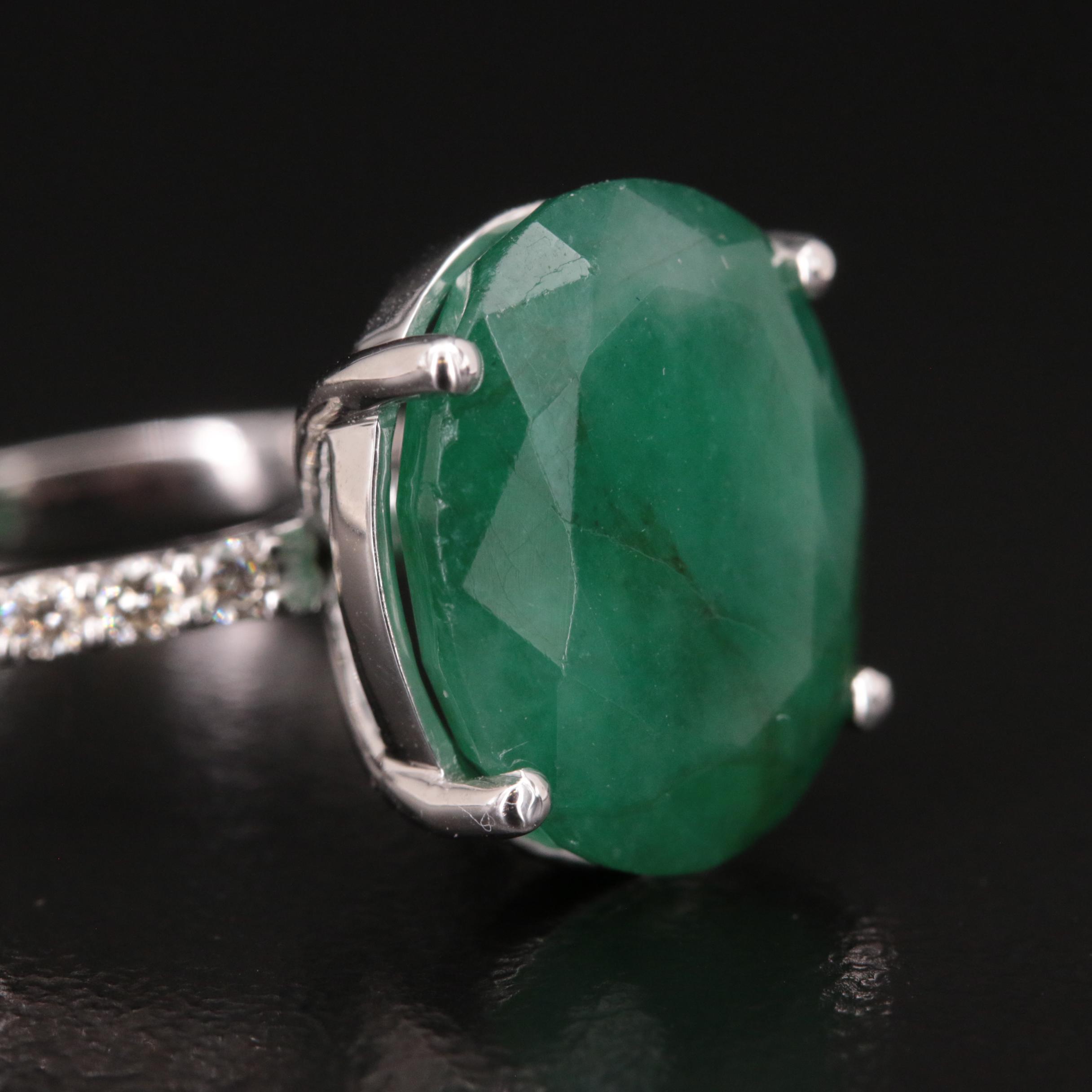14K 8.18 CT Emerald and Diamond Ring