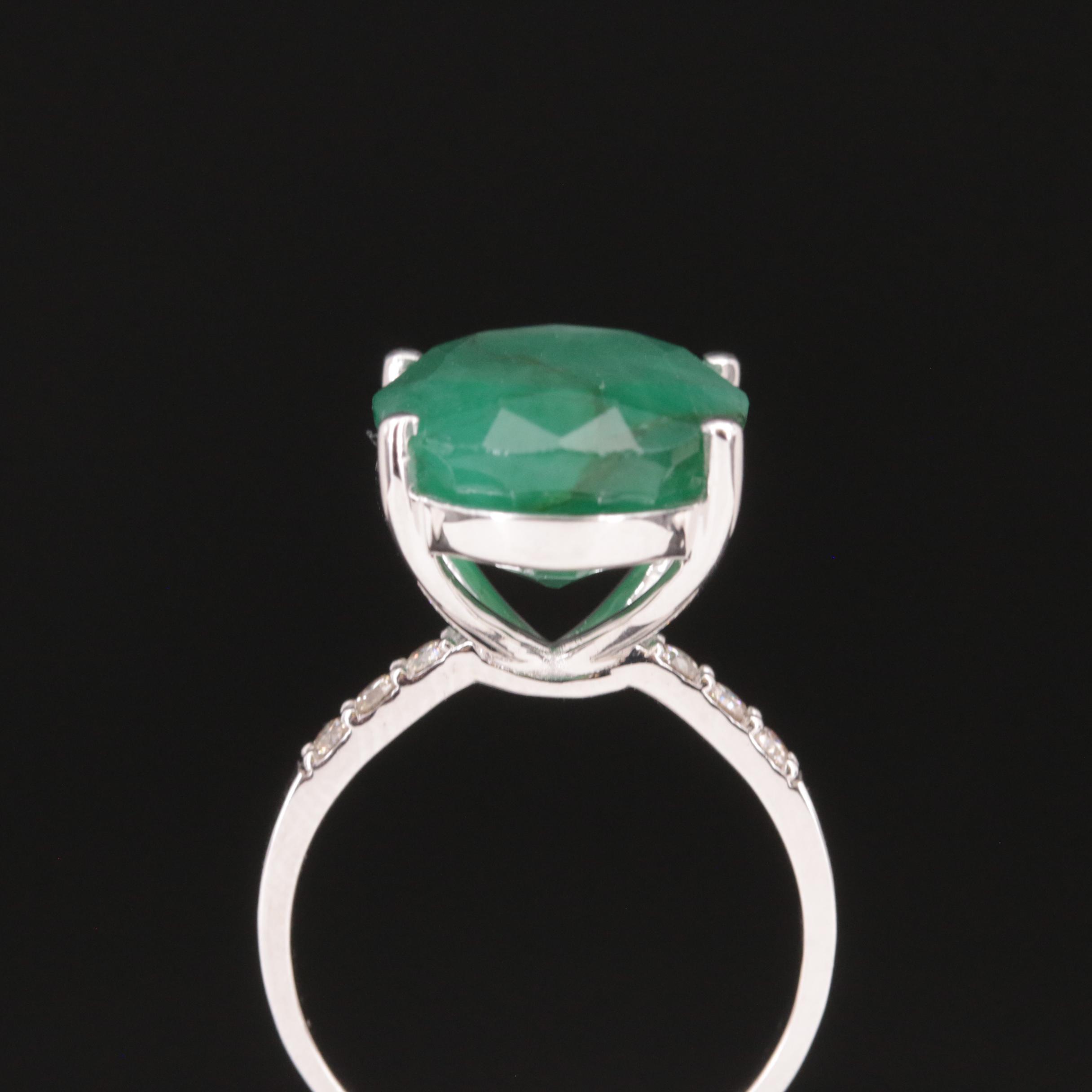 14K 8.18 CT Emerald and Diamond Ring