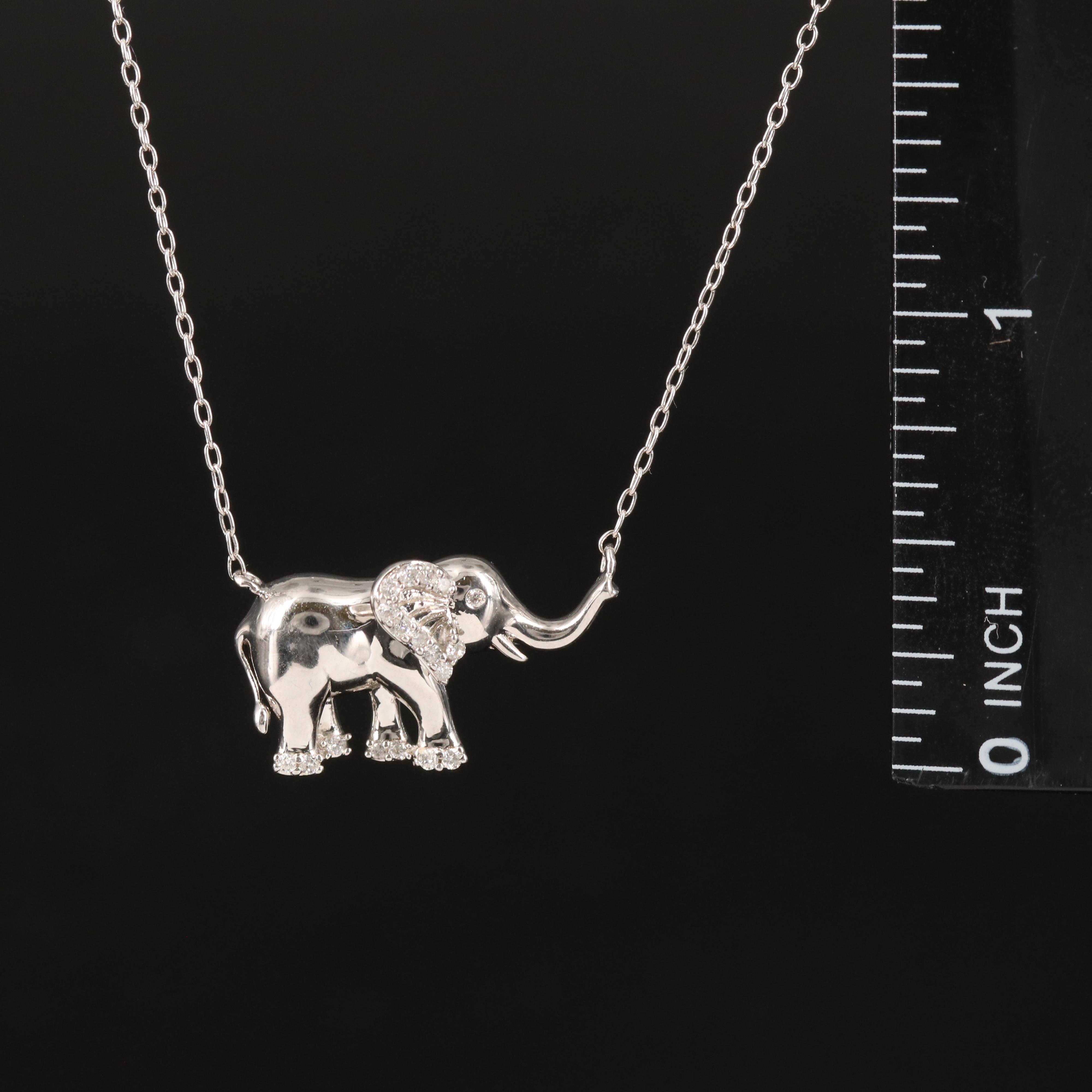 Diamond Elephant Necklace in Sterling