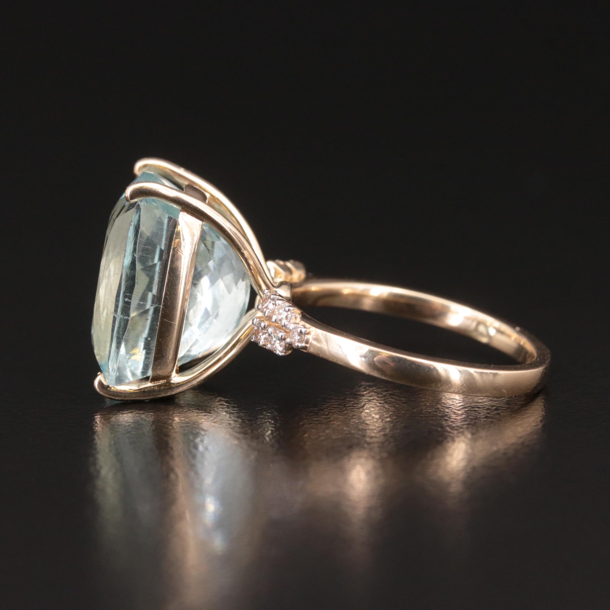 14K 10.62 CT Aquamarine and Diamond Ring