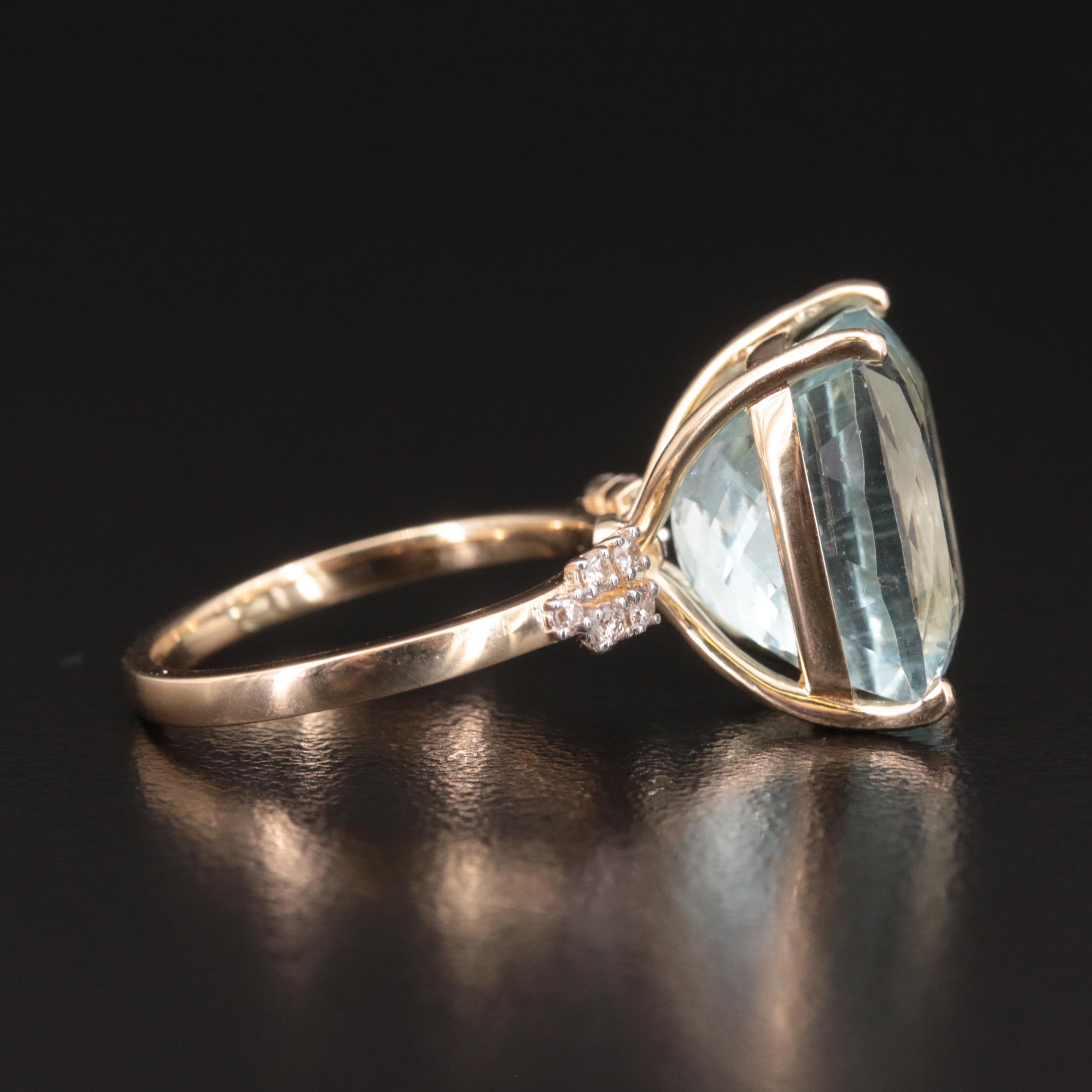 14K 10.62 CT Aquamarine and Diamond Ring