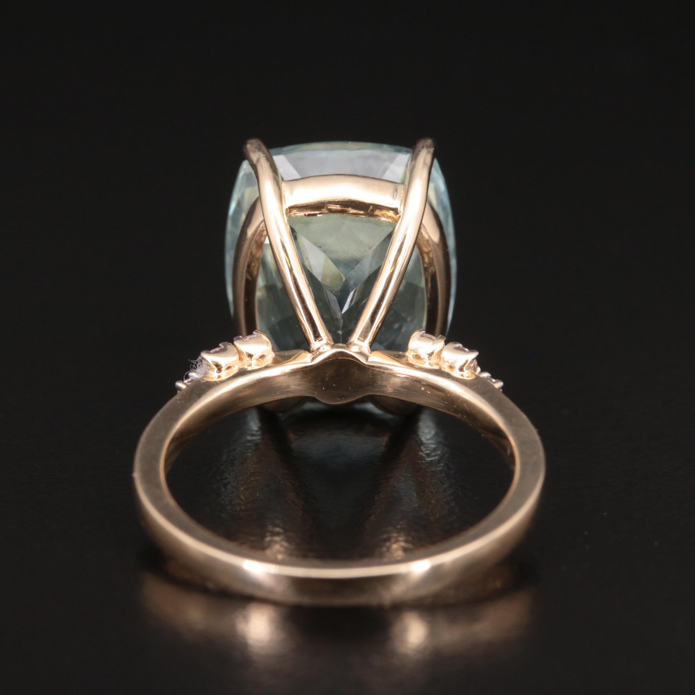 14K 10.62 CT Aquamarine and Diamond Ring