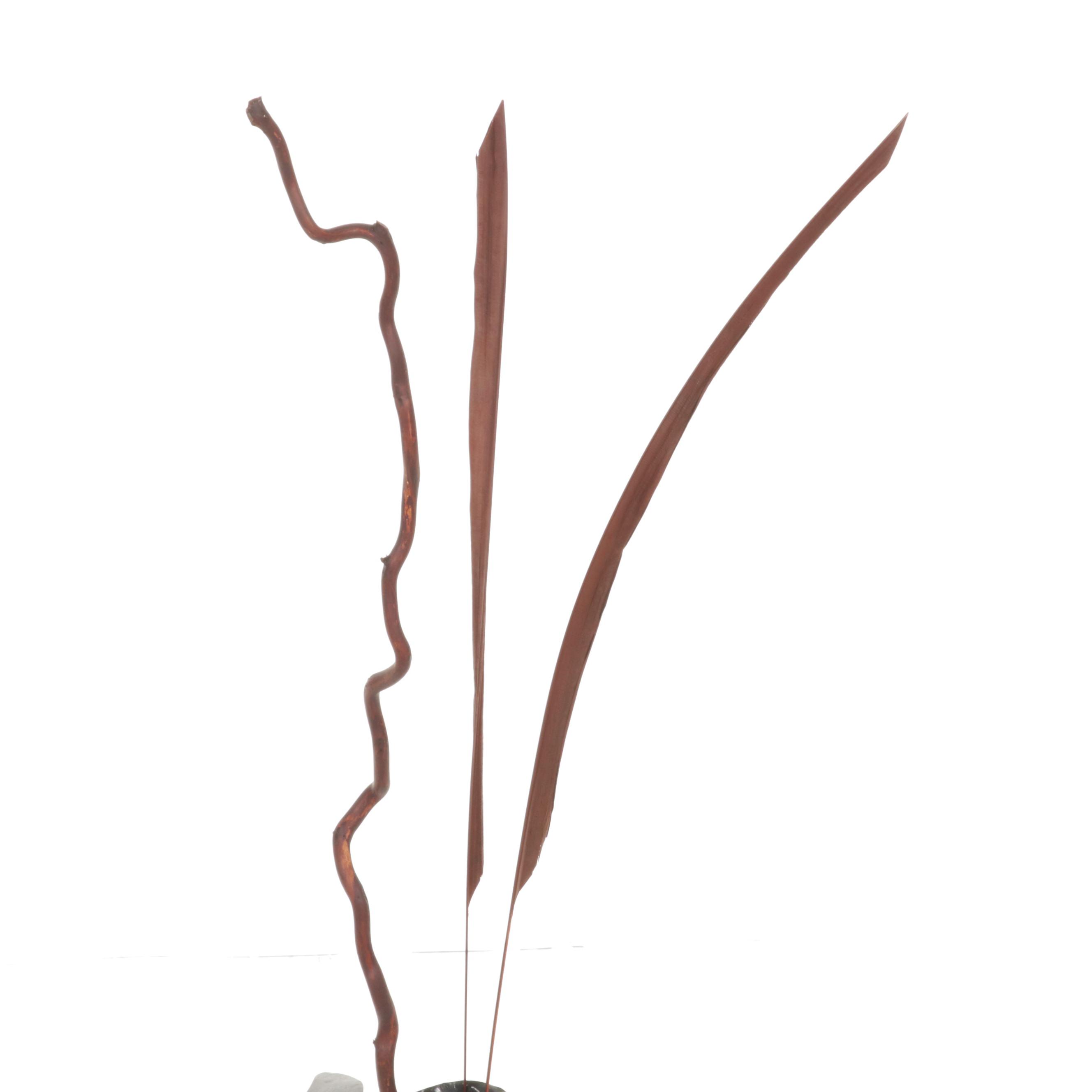 Pair of Contemporary Wrought Metal and Welded Decorative Floor Vases