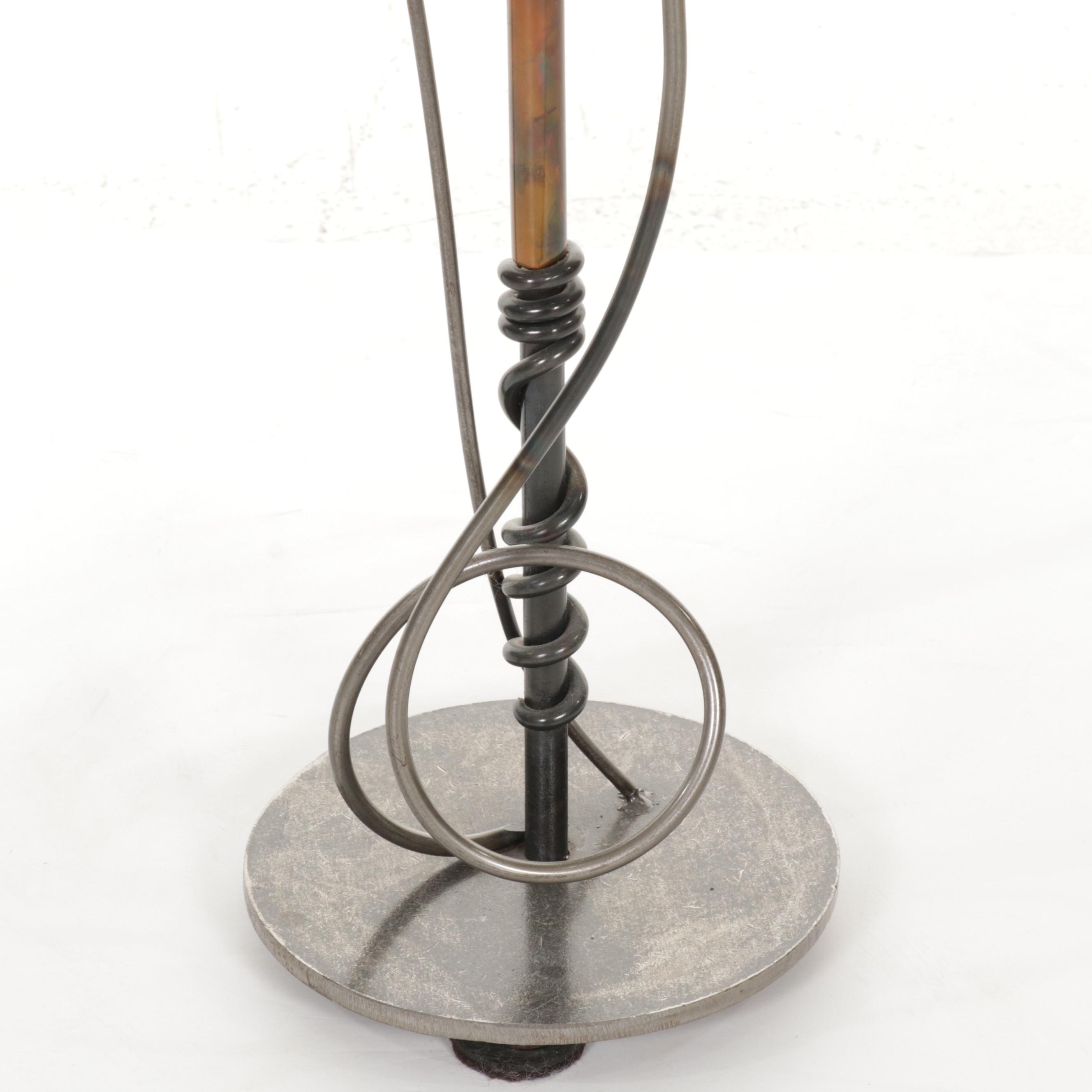 Pair of Contemporary Wrought Metal and Welded Decorative Floor Vases