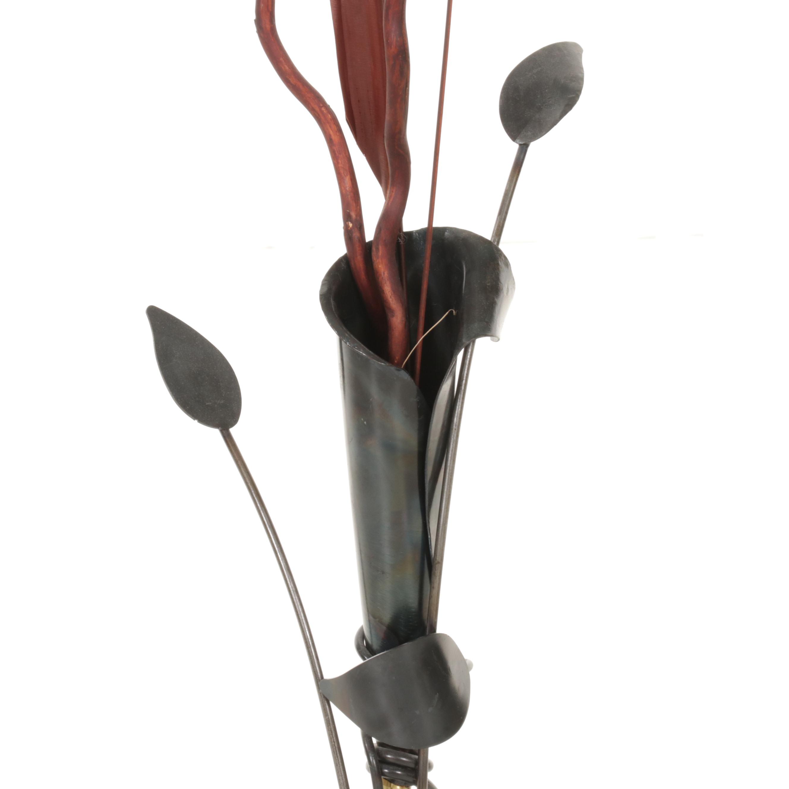 Pair of Contemporary Wrought Metal and Welded Decorative Floor Vases