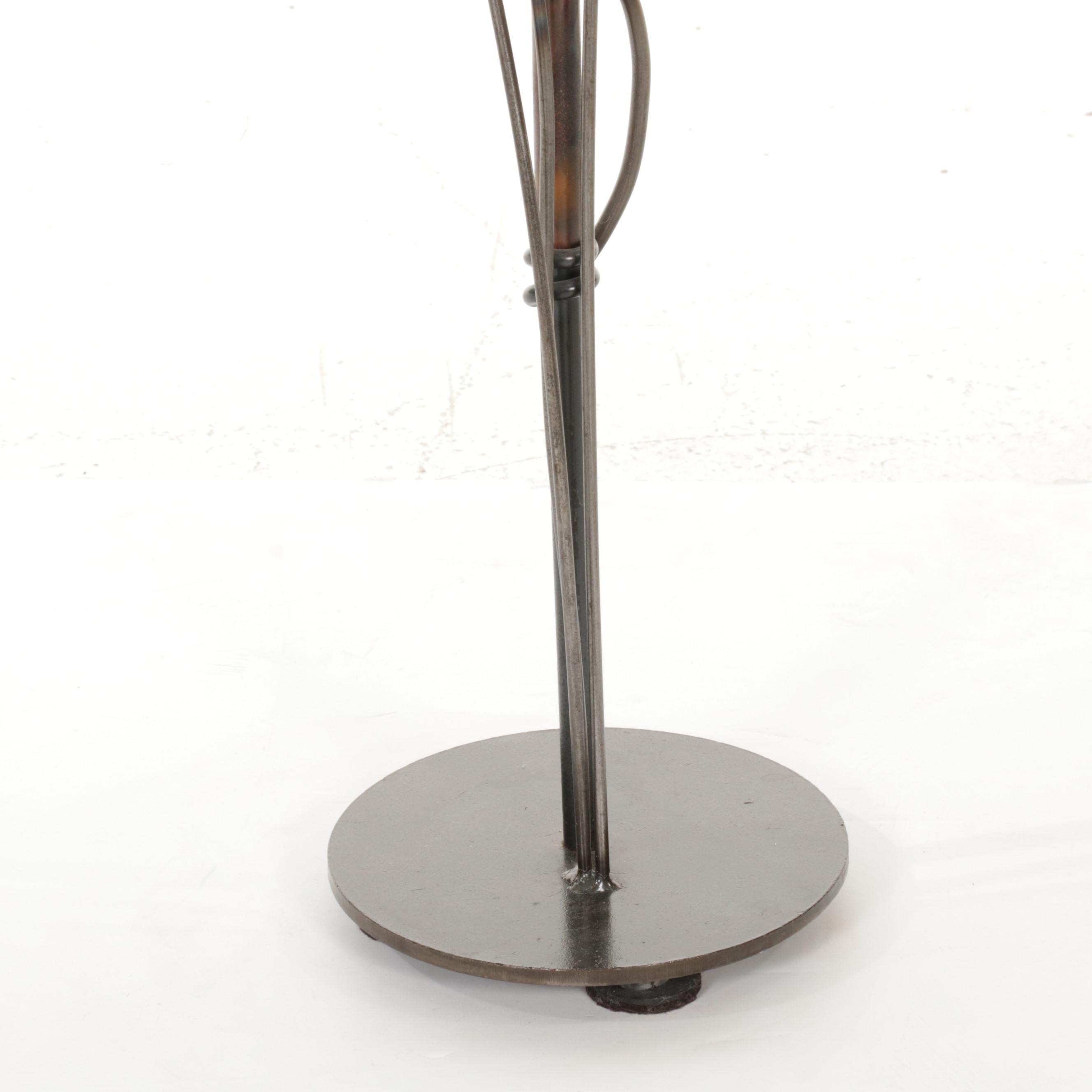 Pair of Contemporary Wrought Metal and Welded Decorative Floor Vases