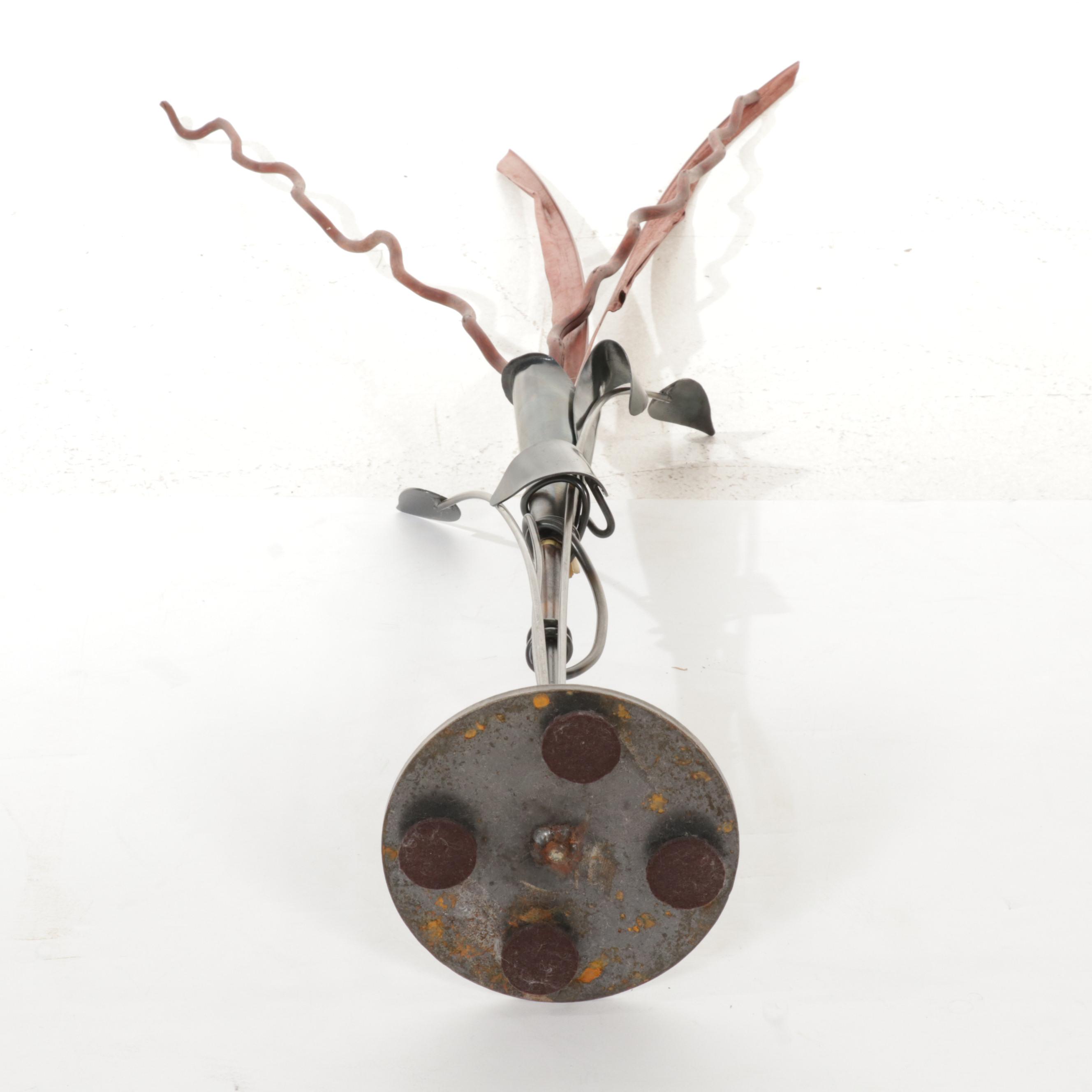 Pair of Contemporary Wrought Metal and Welded Decorative Floor Vases