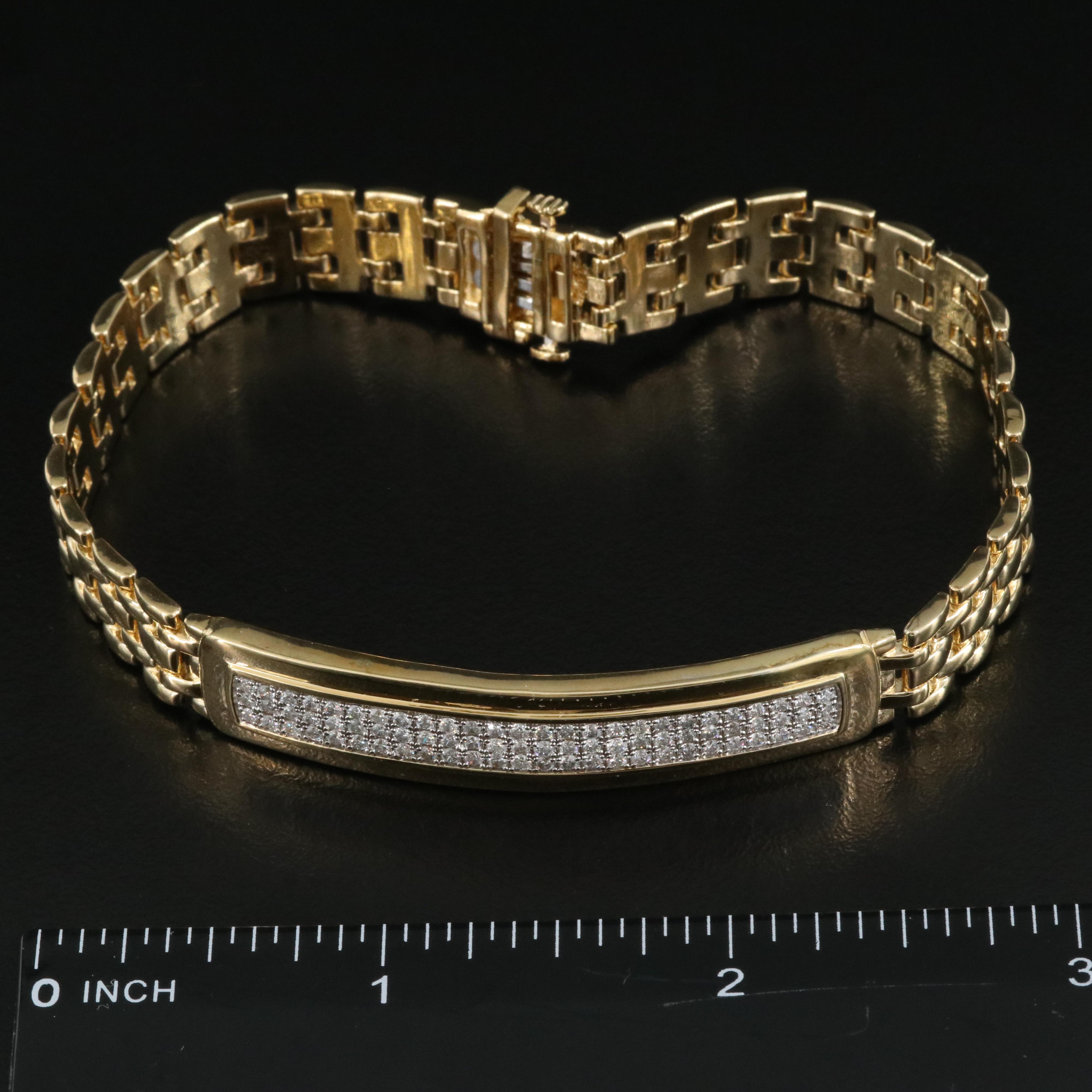 Sterling 1.04 CTW Diamond ID Bracelet