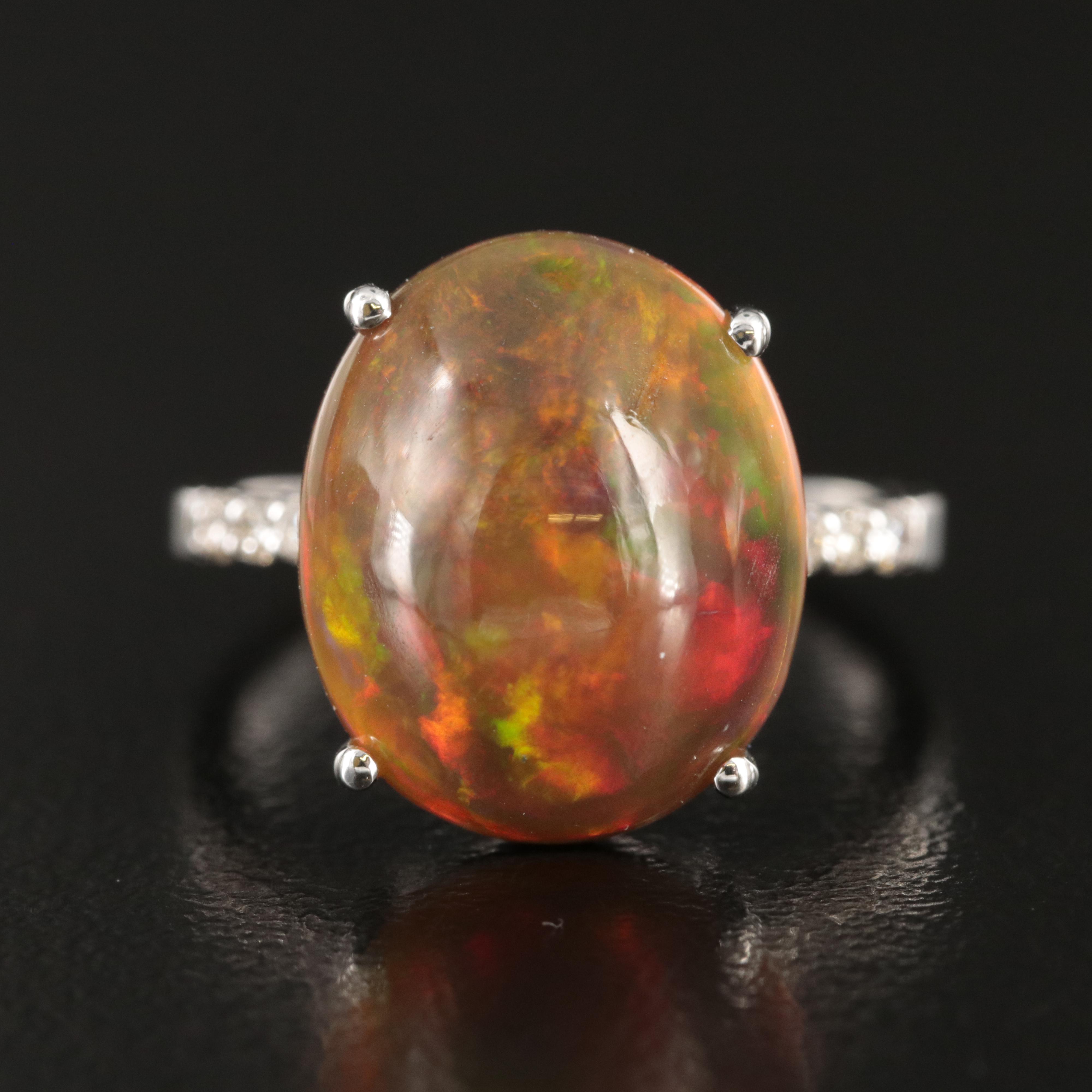 14K Opal and Diamond Ring