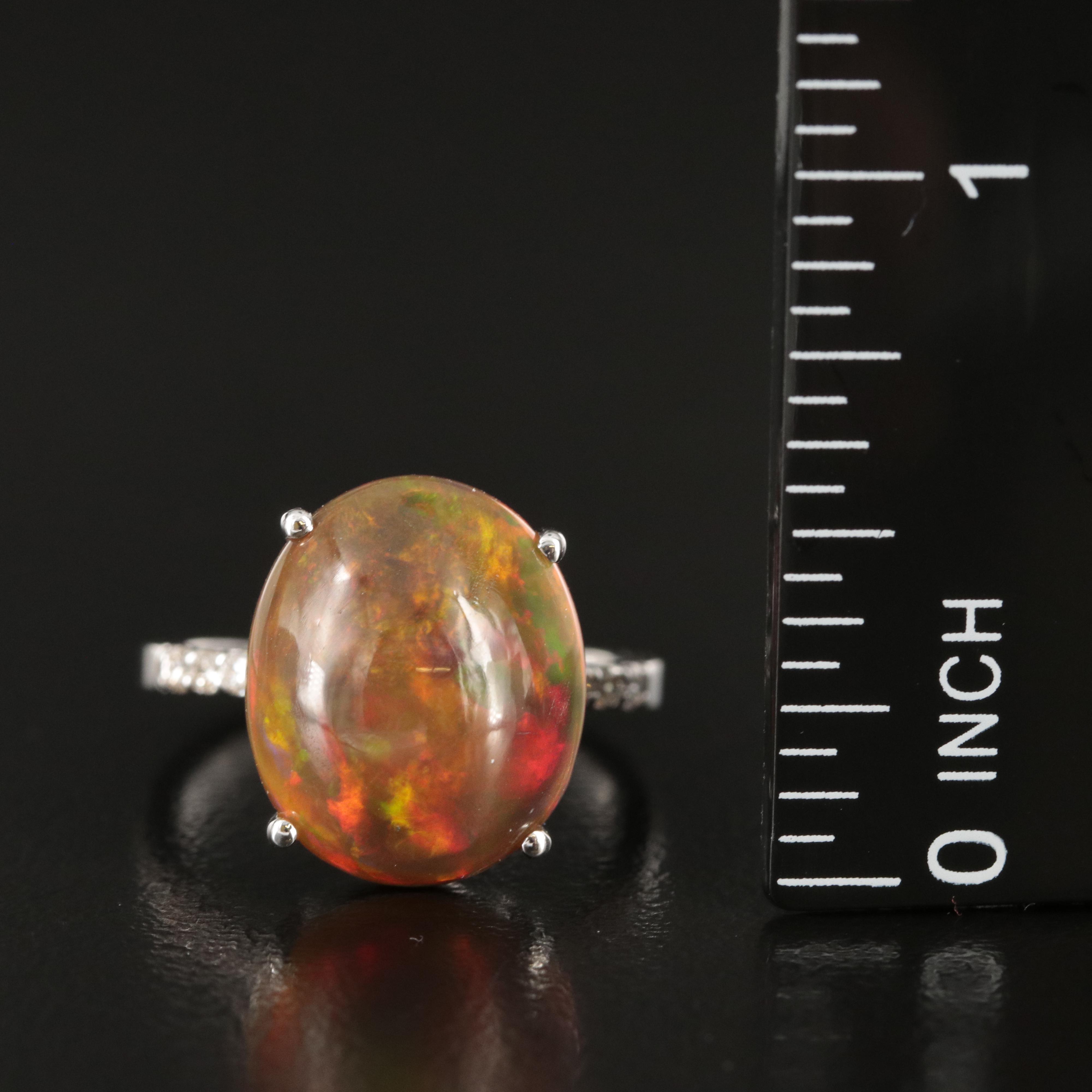 14K Opal and Diamond Ring