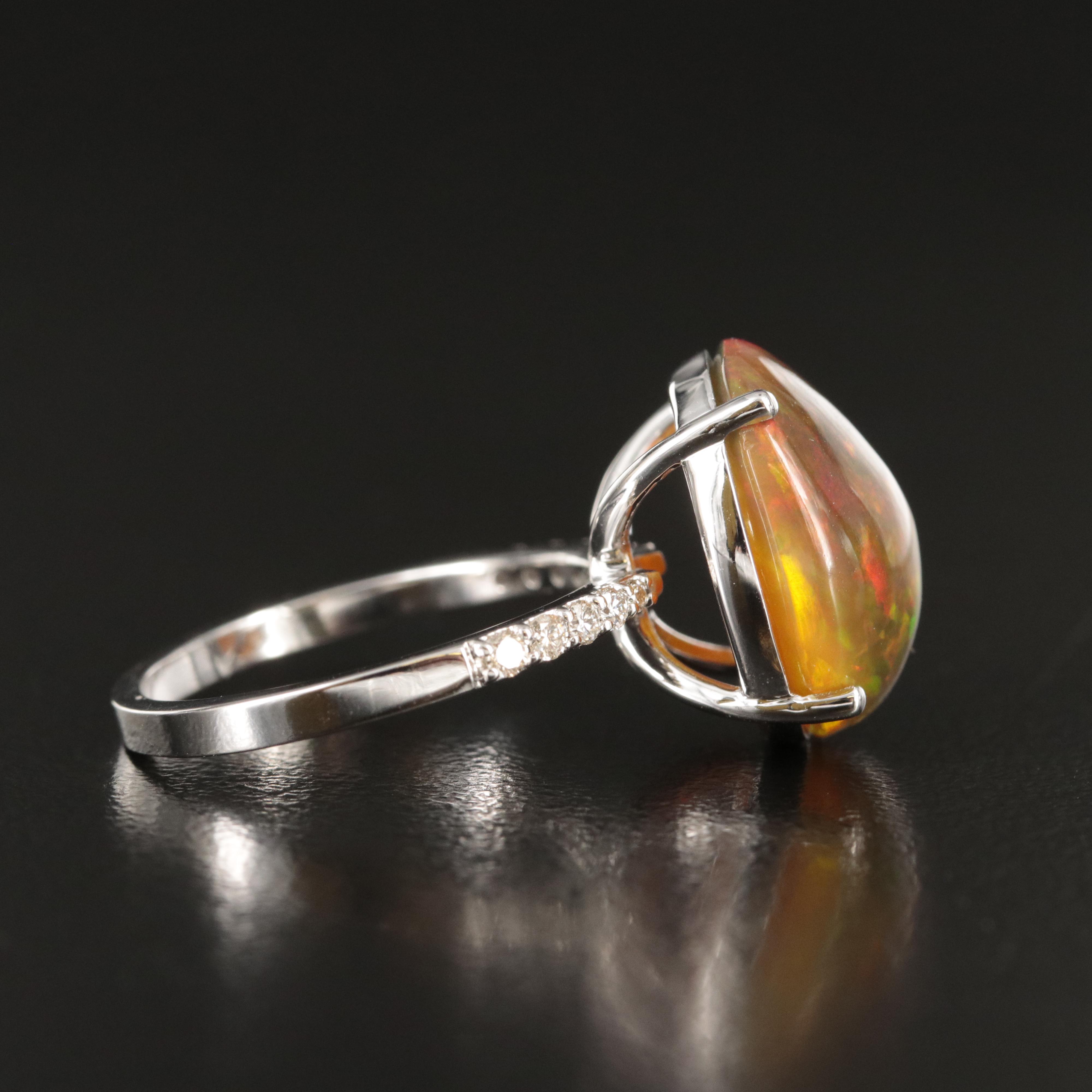 14K Opal and Diamond Ring