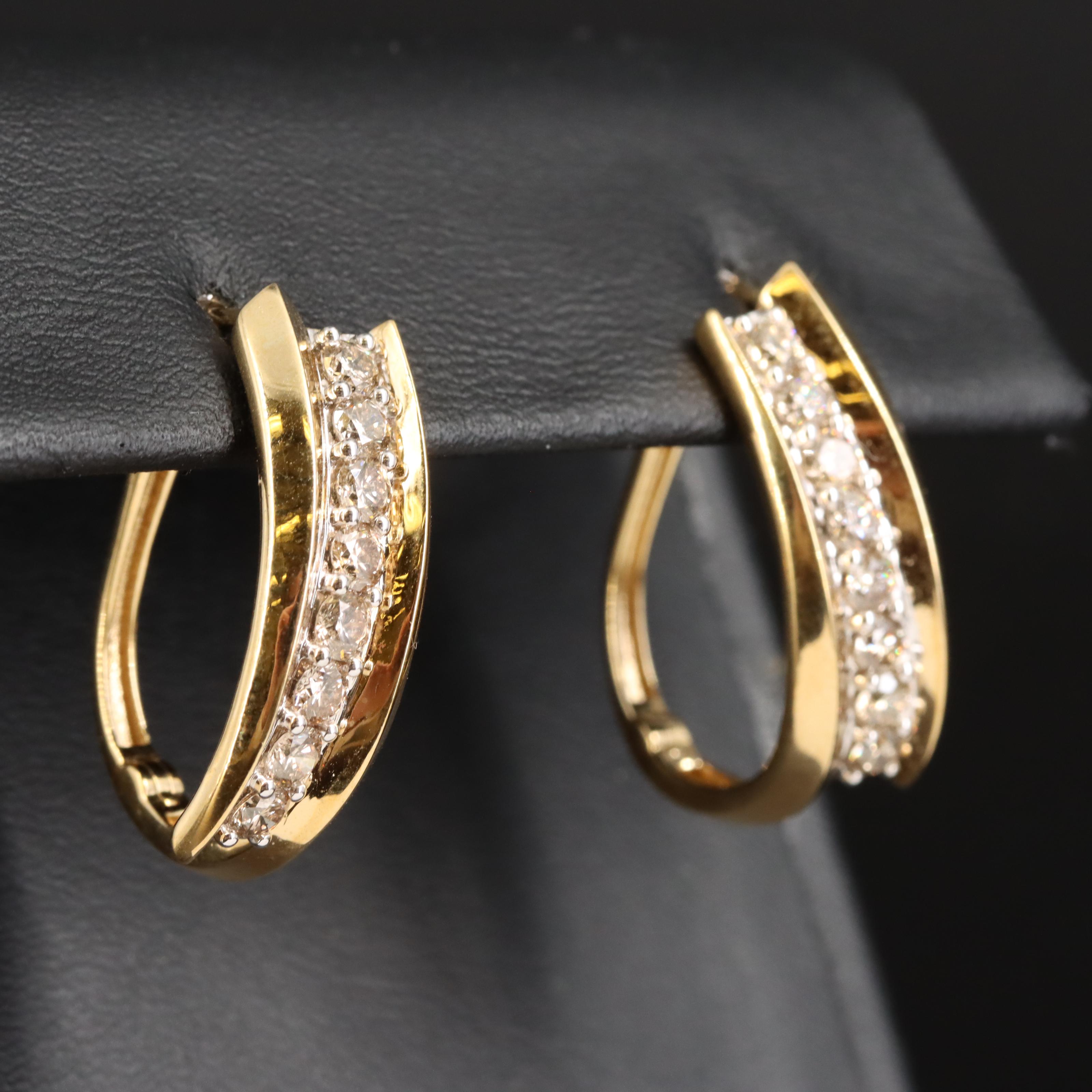 Sterling 1.50 CTW Diamond J Hoop Earrings