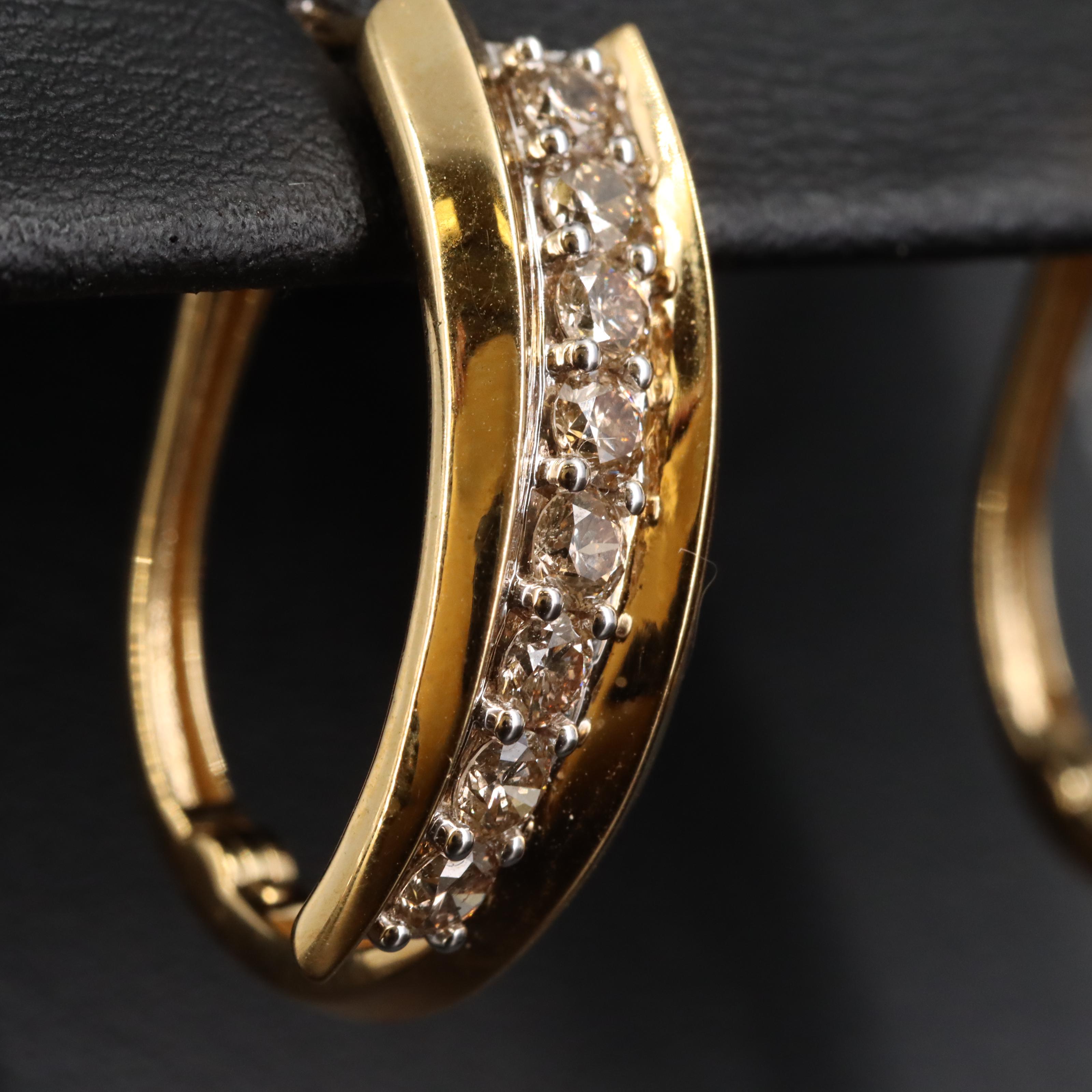 Sterling 1.50 CTW Diamond J Hoop Earrings