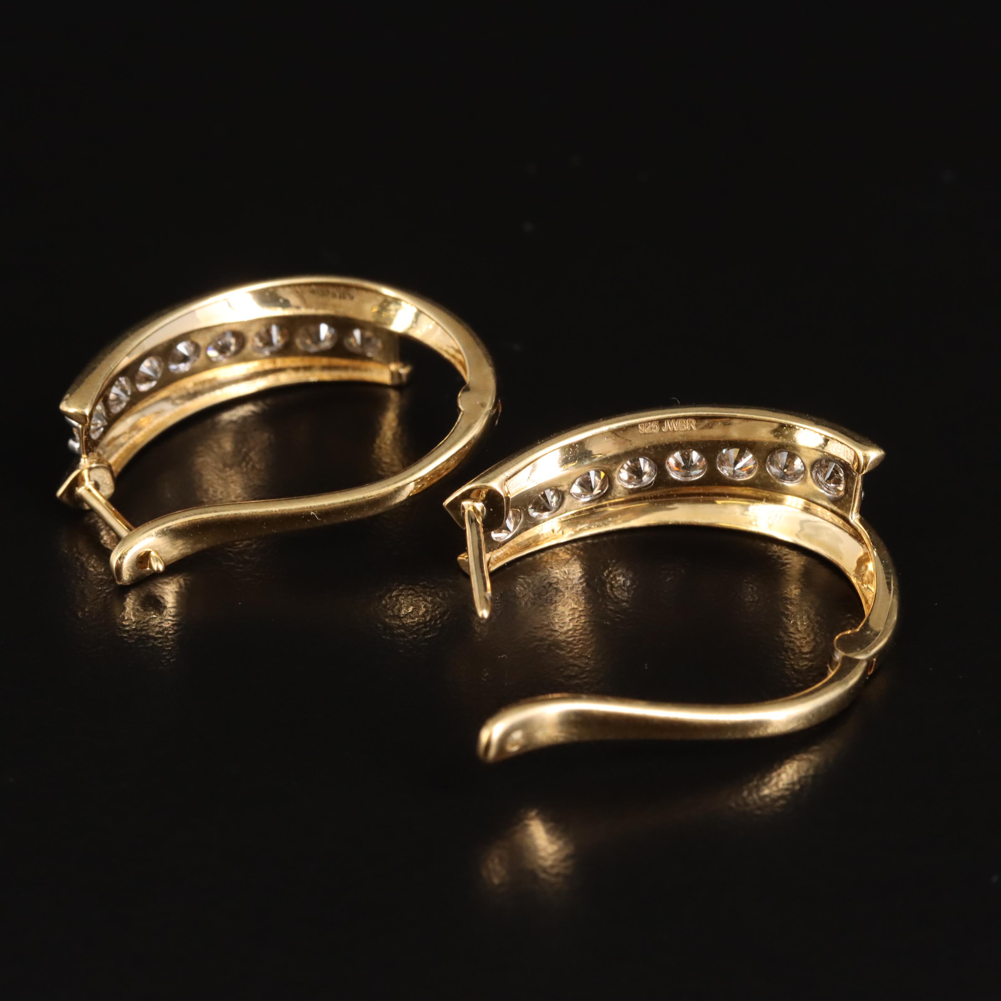 Sterling 1.50 CTW Diamond J Hoop Earrings